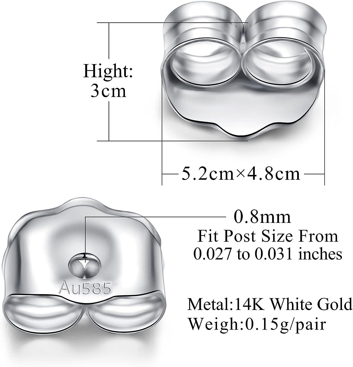 LUCKMORA White Gold Earring Backs 14K Solid Gold 0.15 Grams AU585