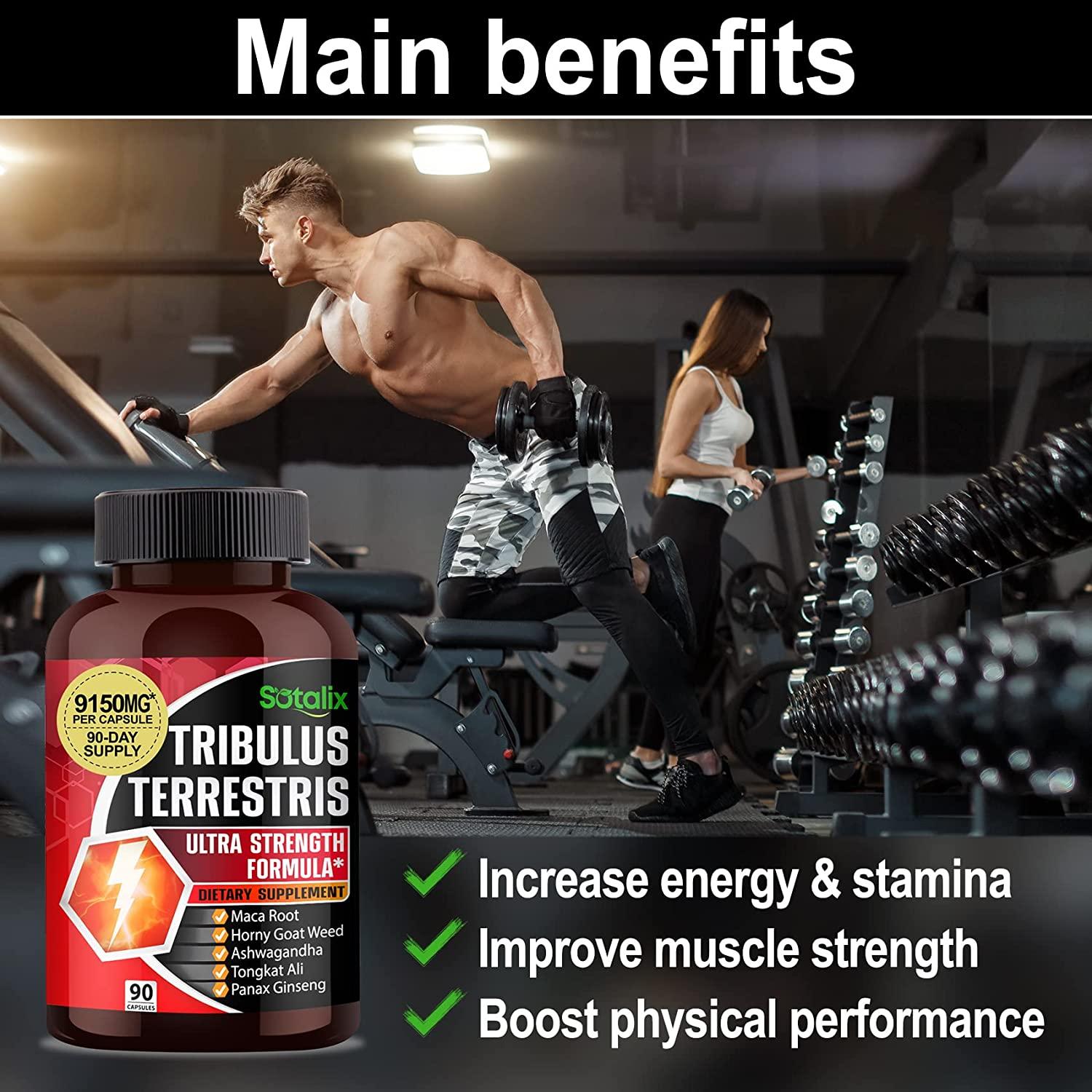 Premium Tribulus Terrestris Extract 95 Total Saponin 9150 Mg Ultra Potency With Maca Root 2698
