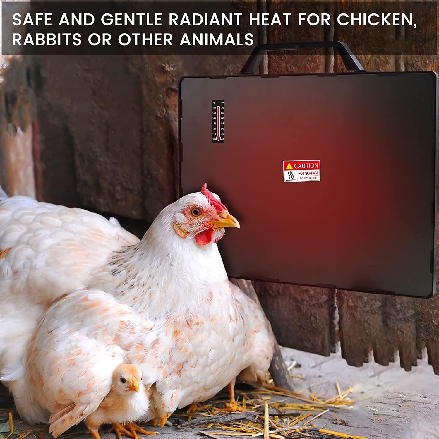 MQ Chicken Coop Heater, 140W Heat Plate for Chicks, Cats, Dogs, Rabbits,  Compact Panel Heater with Thermometer Sticker for Pet House and Under Desk