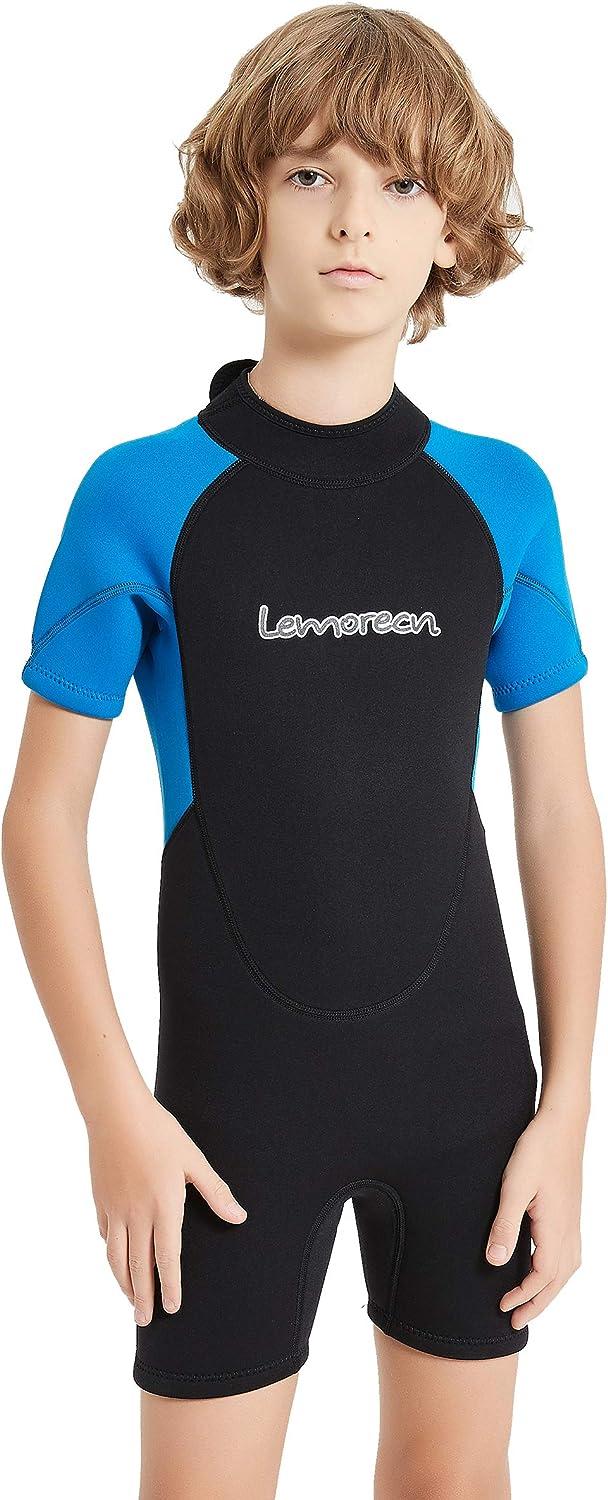 Lemorecn Wetsuits Youth Premium Neoprene 2mm Children's Shorty Swim Su