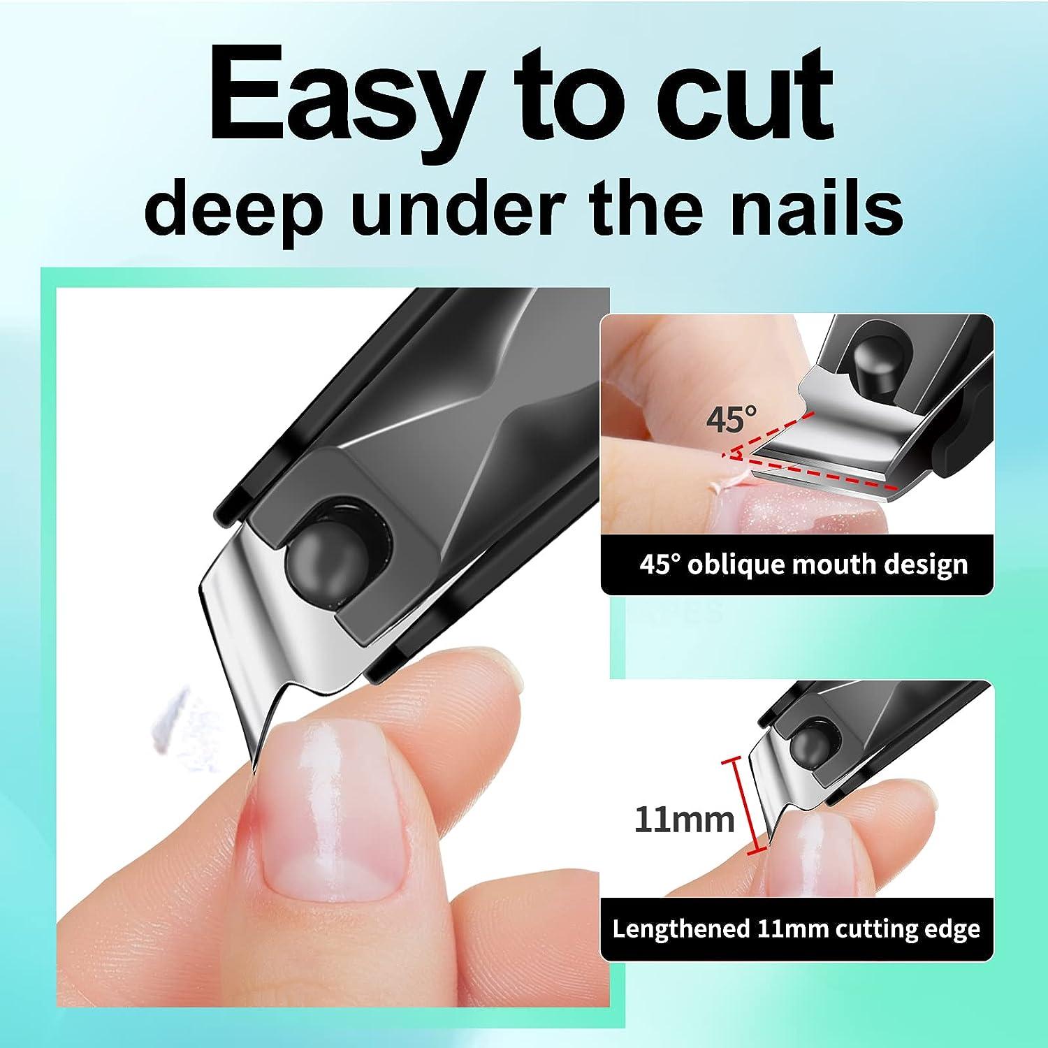 Nail Clipper with Catcher, Slanted Edge Nail Cutting Clippers Stainless  Steel Fingernail Cutter Trim with File for Men and Women
