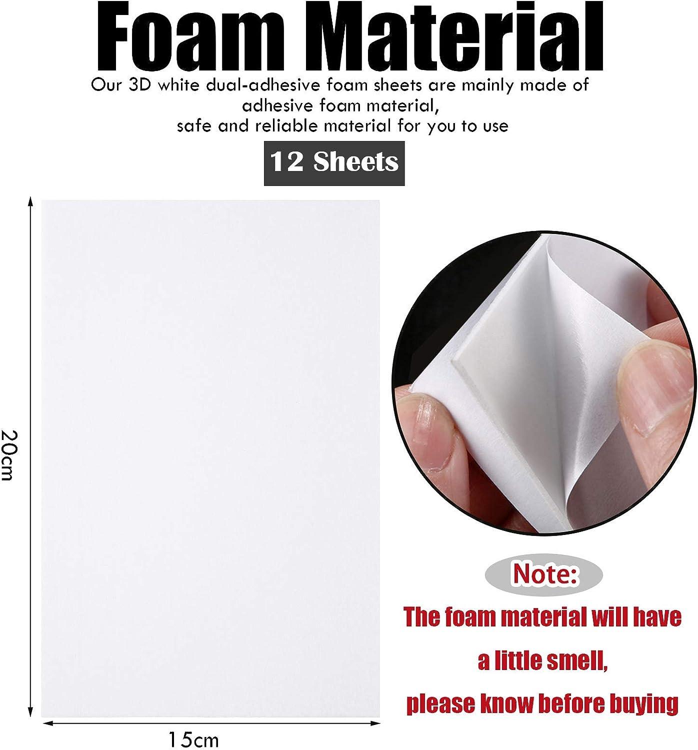 12 Sheets Sticky Foam Sheets Double Sided Adhesive Foam Sheets 3D White  Dual-Adhesive Foam Sheets for Shaker Cards Scrapbooking Crafting (7.9 x 5.9  Inch)