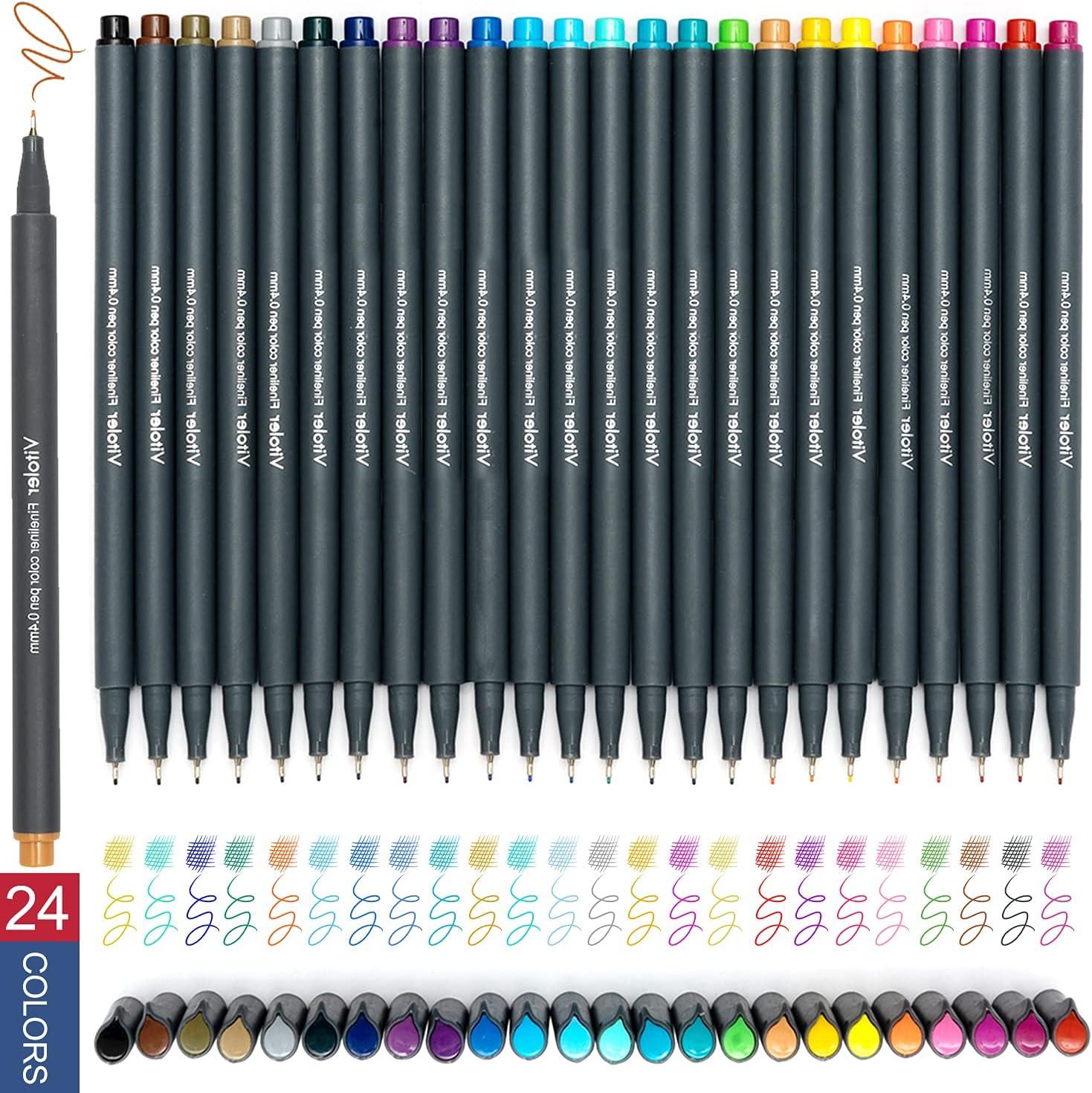  VITOLER Fineliner Colored Pens, Fine Point Marker Assorted  Color Drawing Planner Pens, Pack of 18 Assorted Color for Bullet Journaling  Writing Note Taking Calendar Coloring Art : Arts, Crafts & Sewing