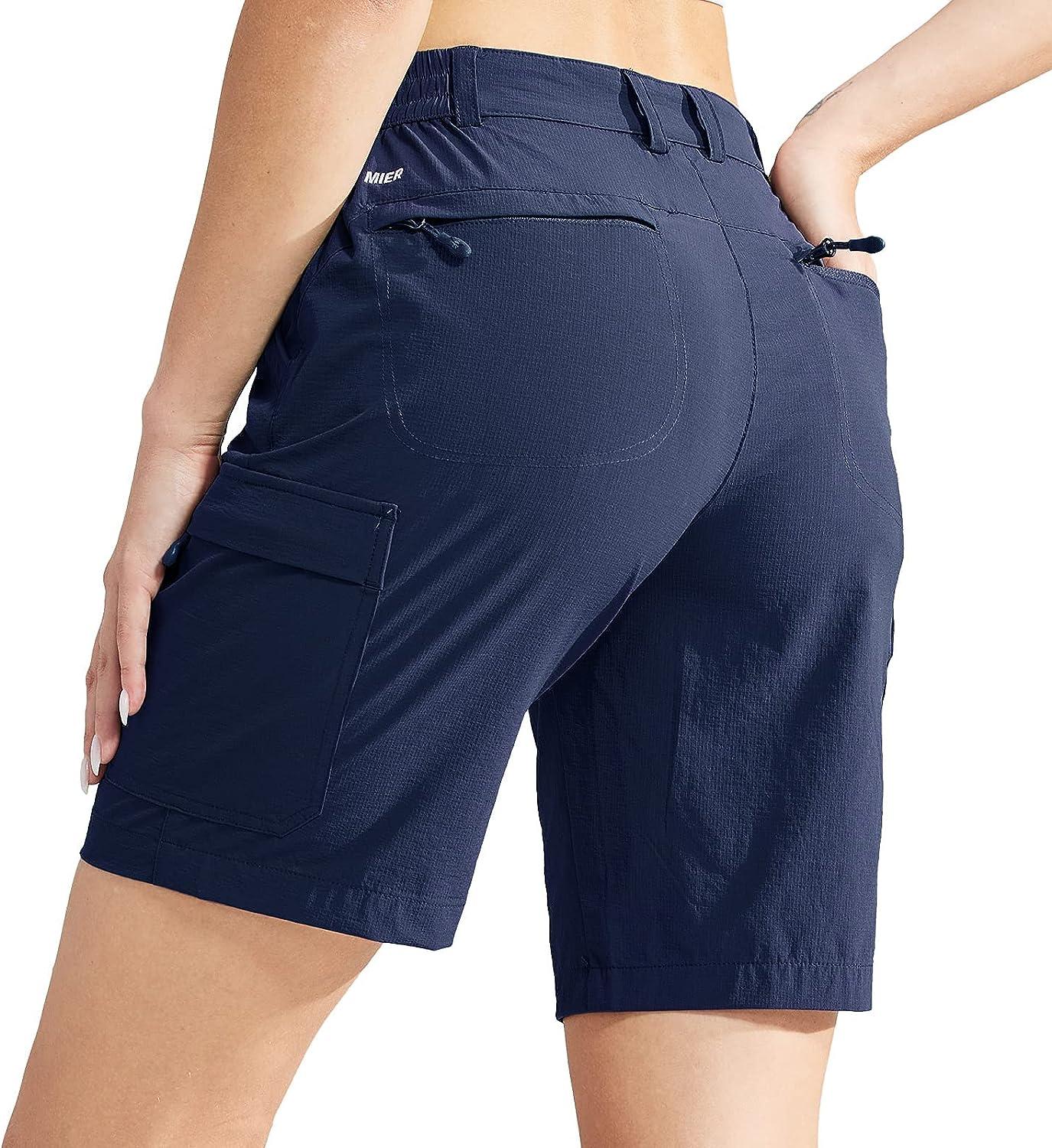 MIER Women's Hiking Cargo Shorts Quick Dry Lightweight with 6 Pockets  Stretchy Summer Golf Shorts Outdoor Water Resistant Navy 10