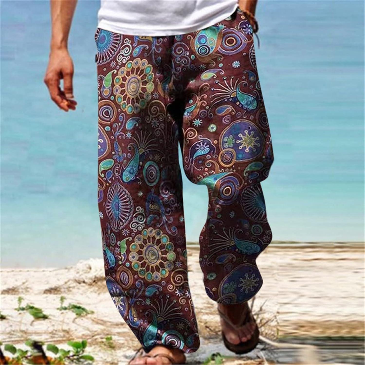 Thai Fisherman Pants Summer Solid Color Drawstring Wide Legs
