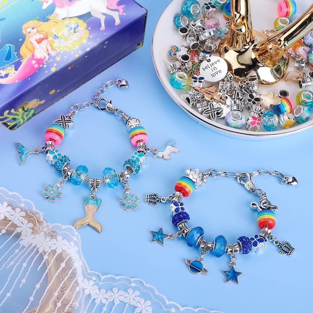180 Pcs Unicorn Mermaid Crafts Charm Bracelet Kit for Girls - DIY Jewelry  Making Supplies with Beads, Pendants, Cords for Teens