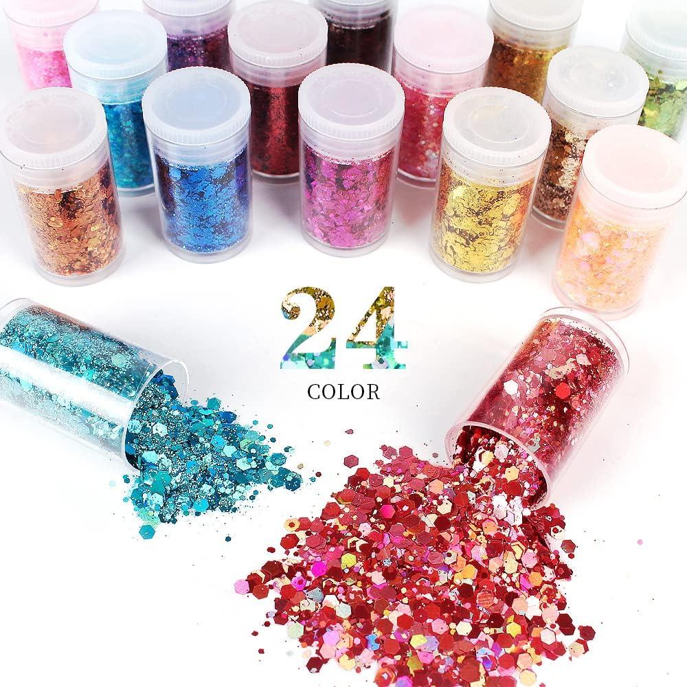 4box/set Glitter Chunky Mixed Hexagon Sequins Powder Manicures iridescent  Sparkly Loose Glitter For Nails Package Filler