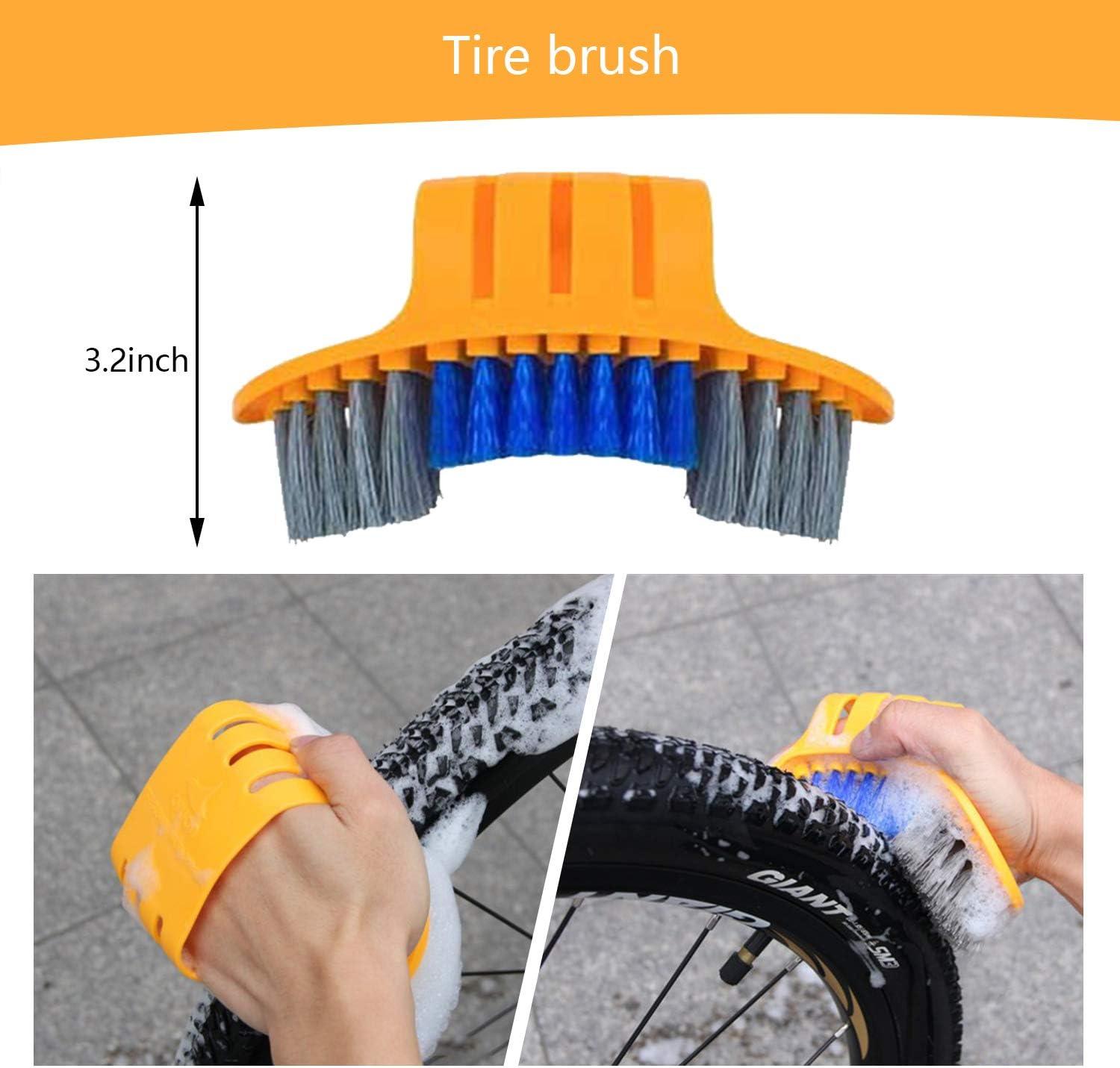 FVILIPUS Bike Cleaning Tools Set (8 Pack),Including Bike Chain Scrubber and  Clean Brush,Crank,Sprcket,Tire Corner Rust Blot Dirt Clean Tools,Suitable  for Mountain, Road, Hybrid, BMX and Folding Bike