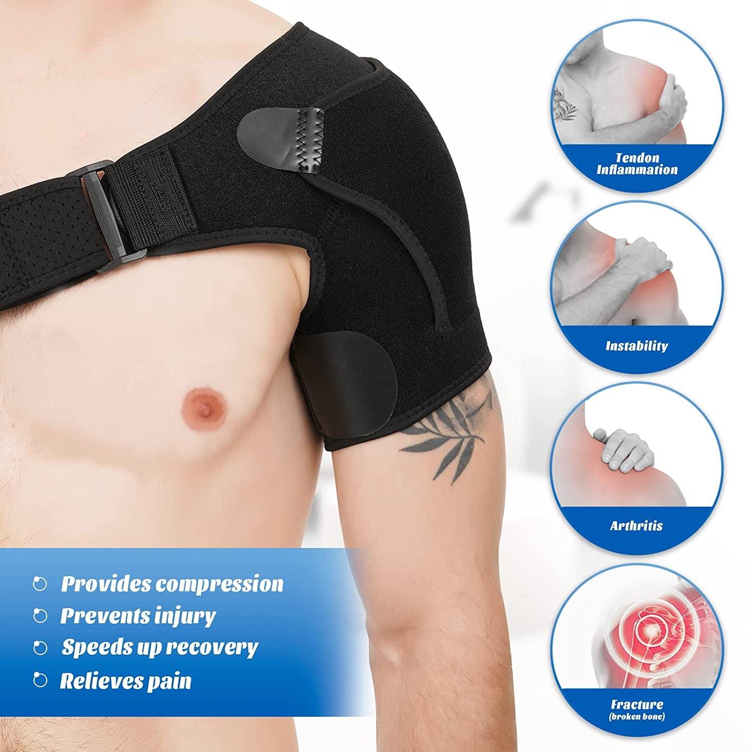 Ticoni Shoulder Brace - Support and Compression Sleeve for Torn Rotator  Cuff, Professional Rotator Cuff Support Brace, for AC Joint Pain Relief,  Dislocation, Arm Stability, Injuries & Tears, Adjustable Fit for Men