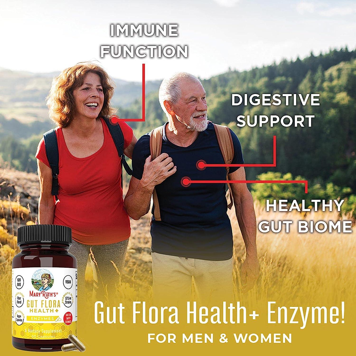 Gut Flora Health+ Enzymes by MaryRuth's | Up to 2 Month Supply