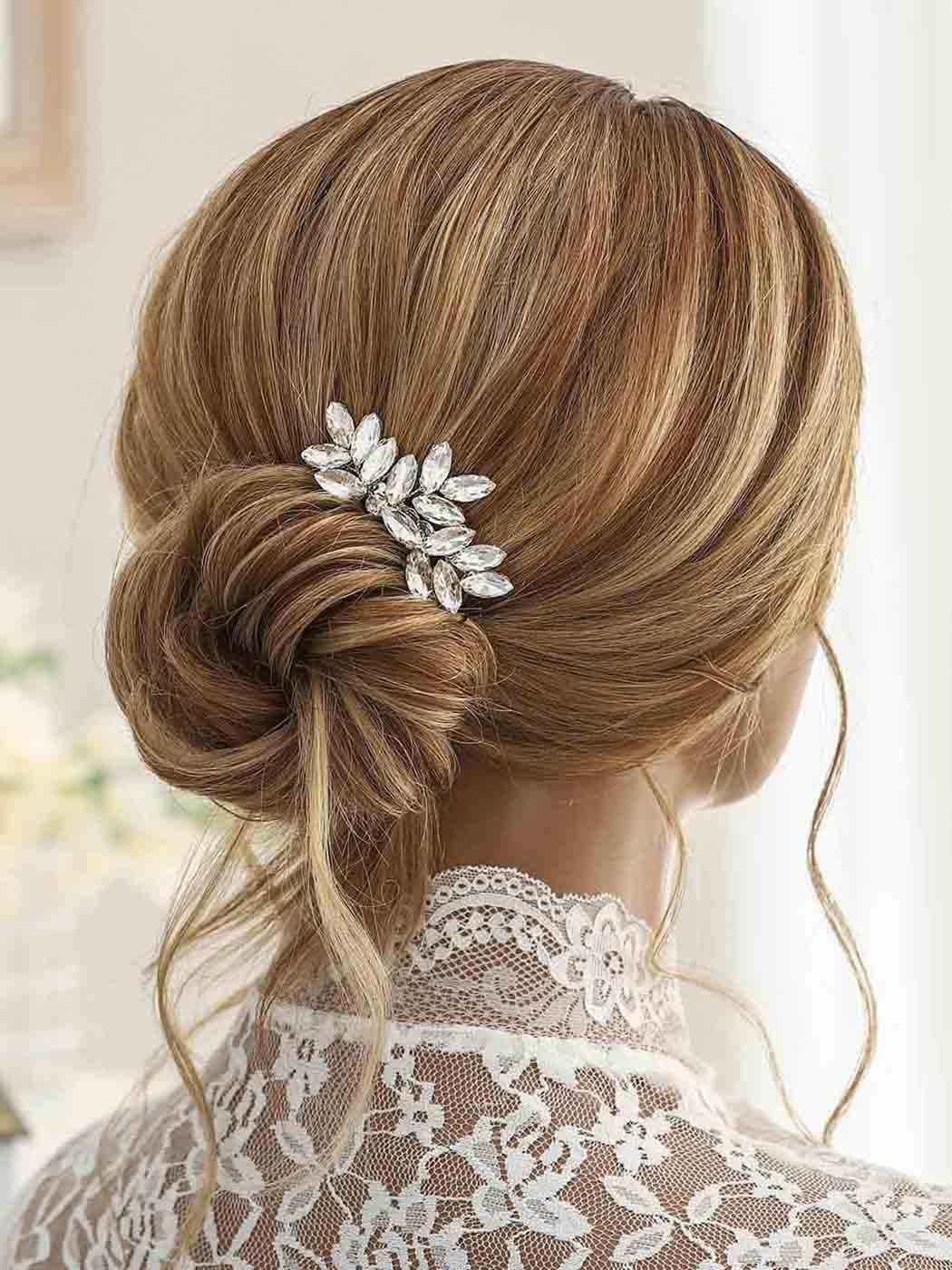 Catery Crystal Bride Wedding Hair Comb Hair Accessories with Rhinestone  Bridal Side Combs for Women and Girls (A Silver)