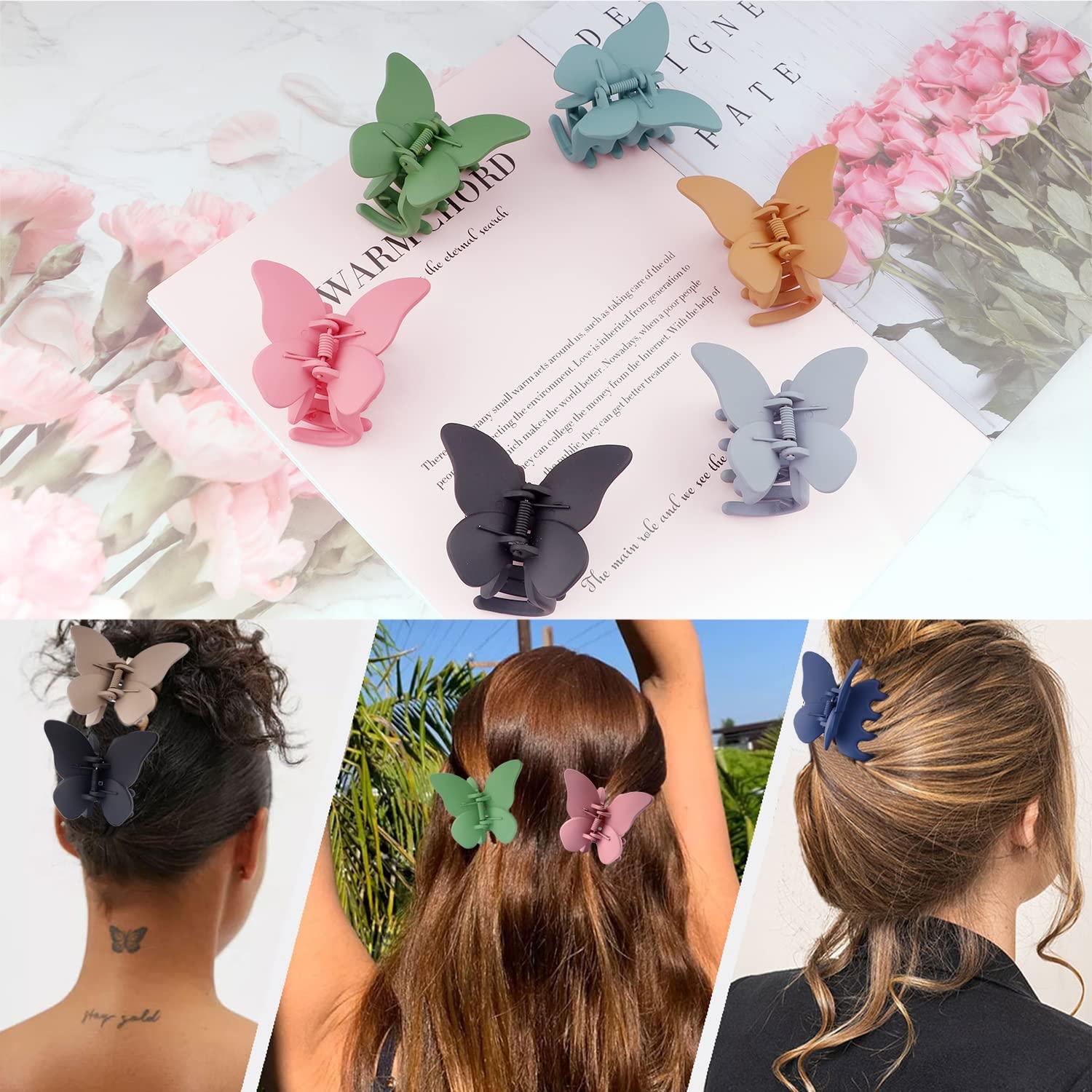 GITGRNTH Pack Of 4 Butterfly Hair Claw Clips, Transparent Thick and Medium  Non-slip Hair Jaw Clips,Hair Clutcher Strong Hold Cute Clamps for Curly  Hair Accessories : : Beauty