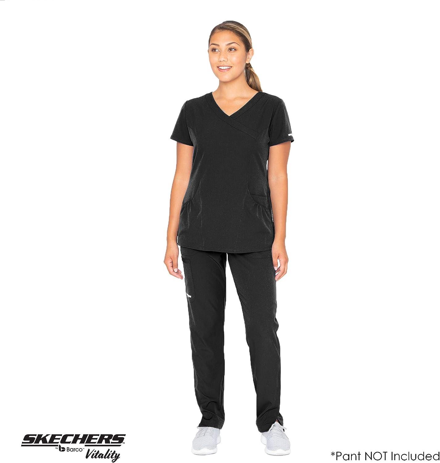 BARCO Skechers Vitality Charge Scrub Top for Women - V-Neck Medical Top,  4-Way Stretch Women's Scrub Top