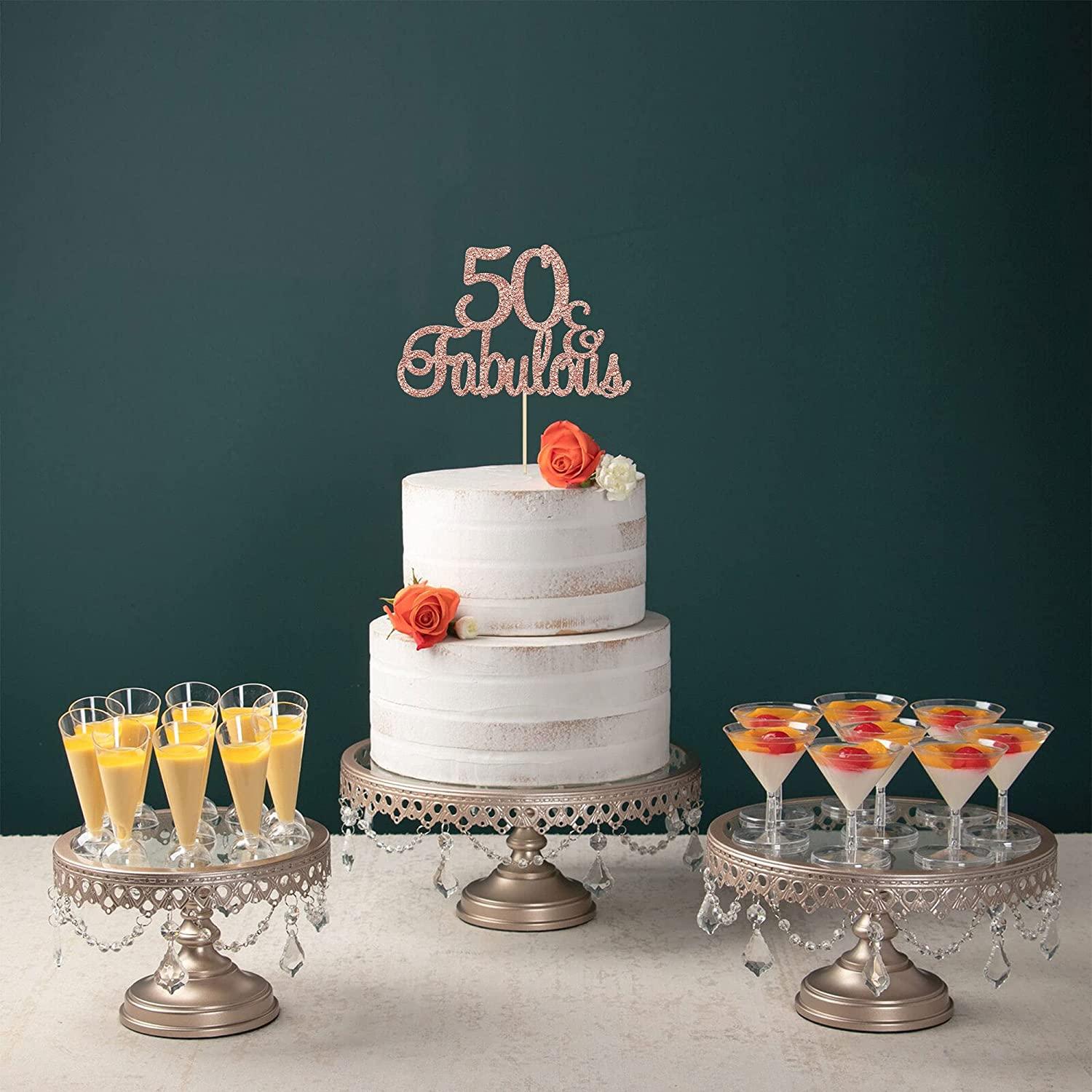 Gyufise 1Pcs 50 & Fabulous Cake Toppers Rose Gold 50 Birthday ...