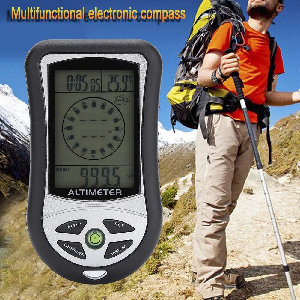 Bussola digitale, 8 in 1 multifunzione Led Outdoor Compass Altimetro  Barometro Termometro Previsioni del tempo Orologio per arrampicata su  roccia Escursionismo Campeggio