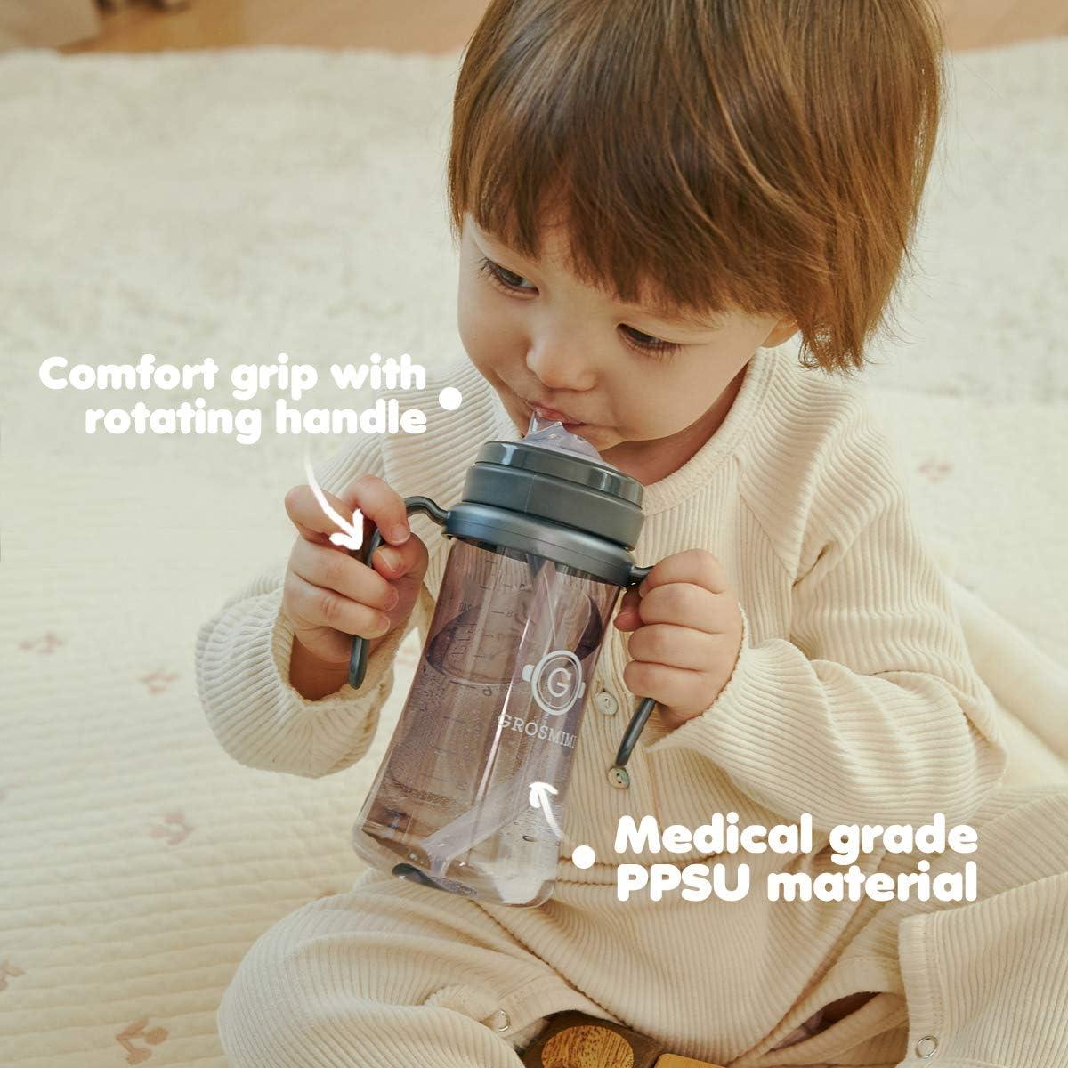Korean Grosmimi straw cup (grey) 300ml (please be careful when