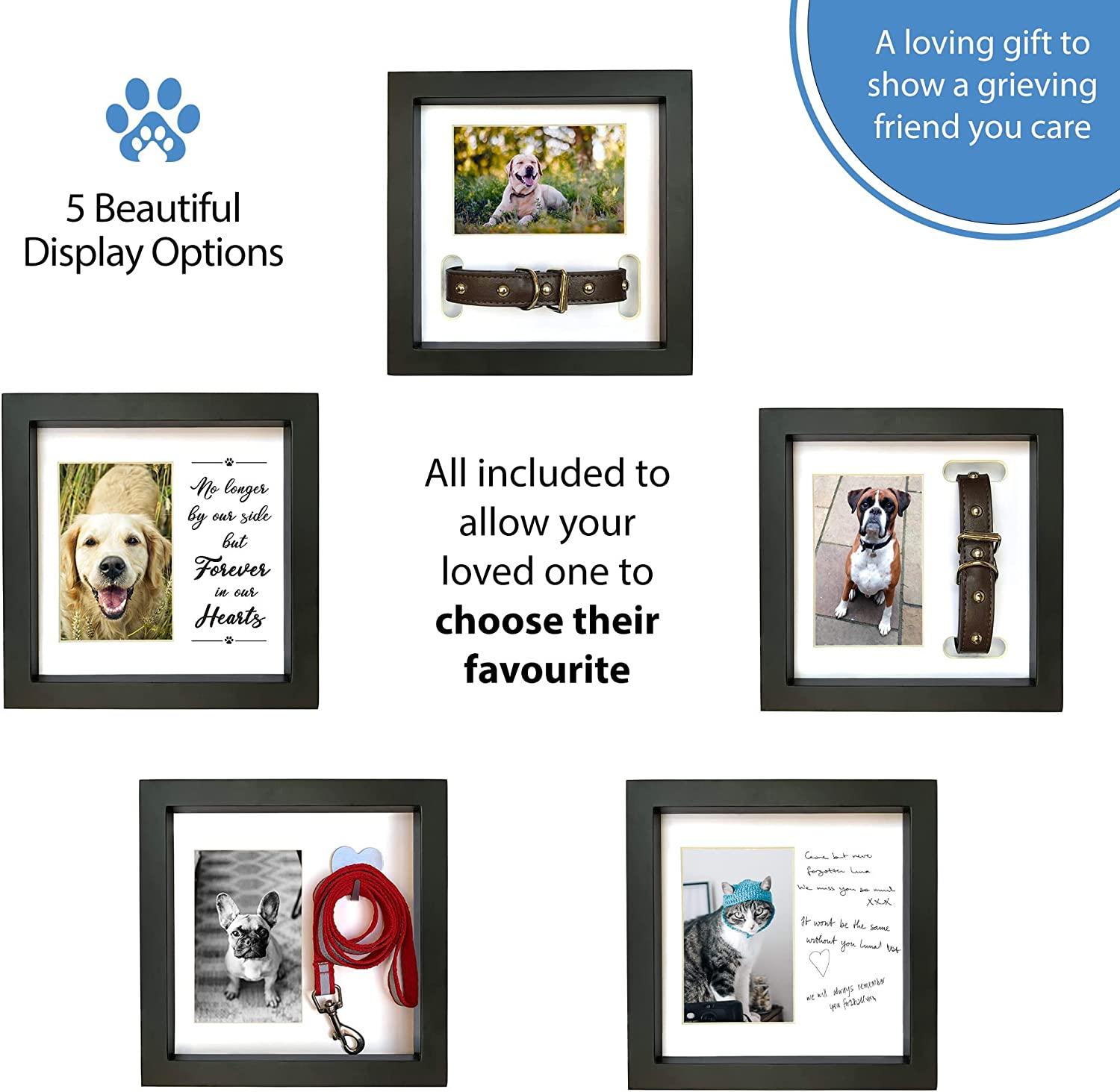 PAWCEPTIVE Dog Memorial Picture Frame with 5 Display Options- Dog Collar Memorial  Frame Gift - Cat or Dog Pet Loss Gift for a Grieving Friend - Pet  Remembrance Gift and Sympathy Photo Keepsake