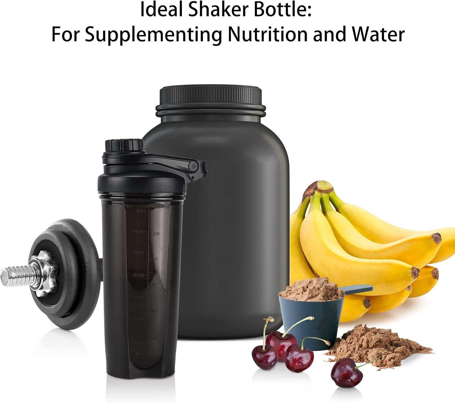 EYMPEU 2 Pack 24oz Shaker Bottle for Work Out Dishwasher Safe BPA &  Phthalate free Leakproof. Solid Screw lid Shaker Bottles for Protein Mixes  Black