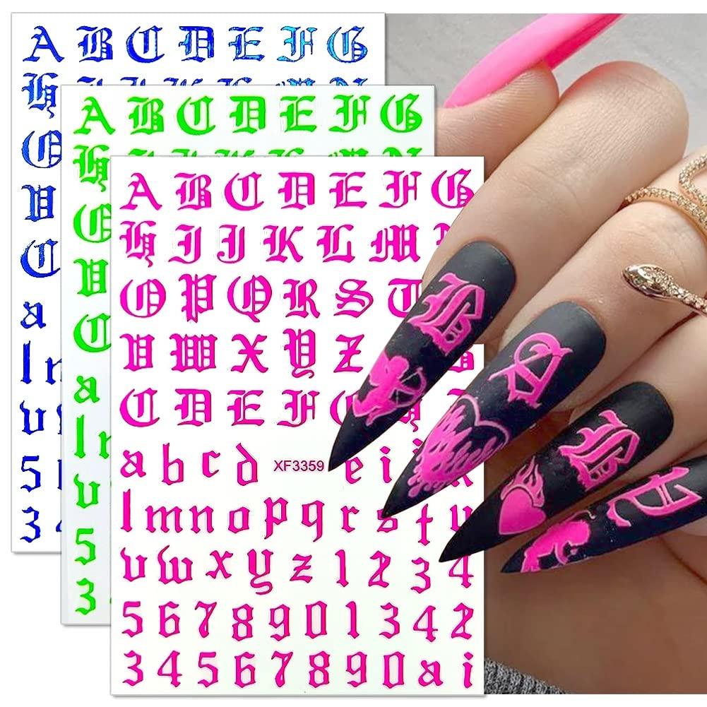 English Alphabet Nail Stickers Multi Color English Alphabet Nail