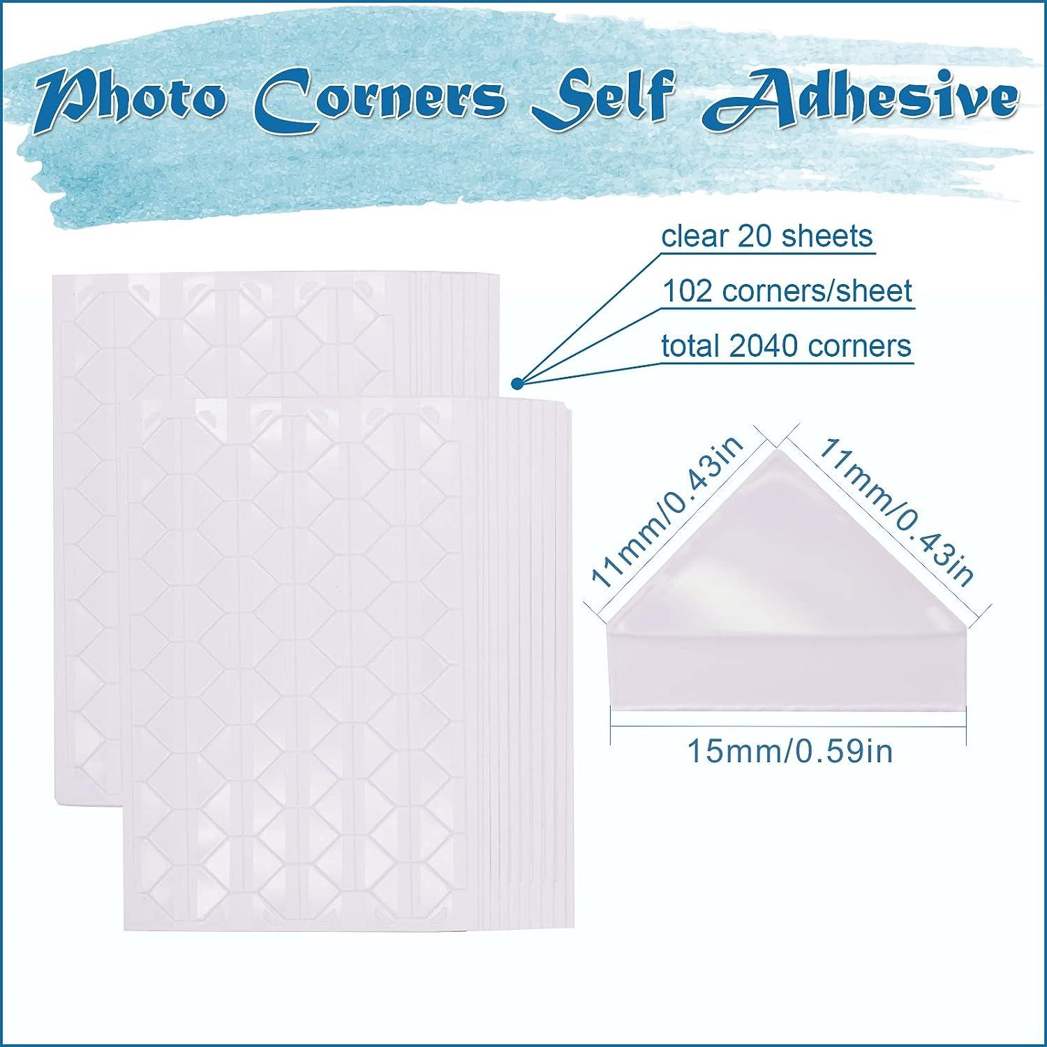 Photo Corner Sticker, 2040 Pcs Stickers Mounting Corners, Self-Adhesive  Photo Corners for DIY Scrapbooking, Memory Books and Picture Album(Clear)