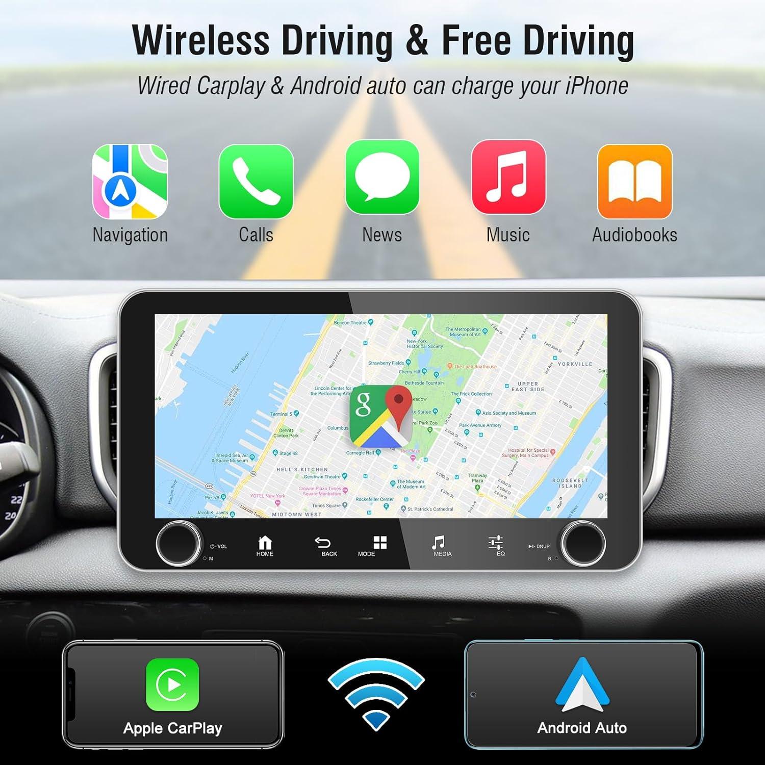 LEROAADZ Single Din Touchscreen Car Stereo 10.33 Inch Wireless