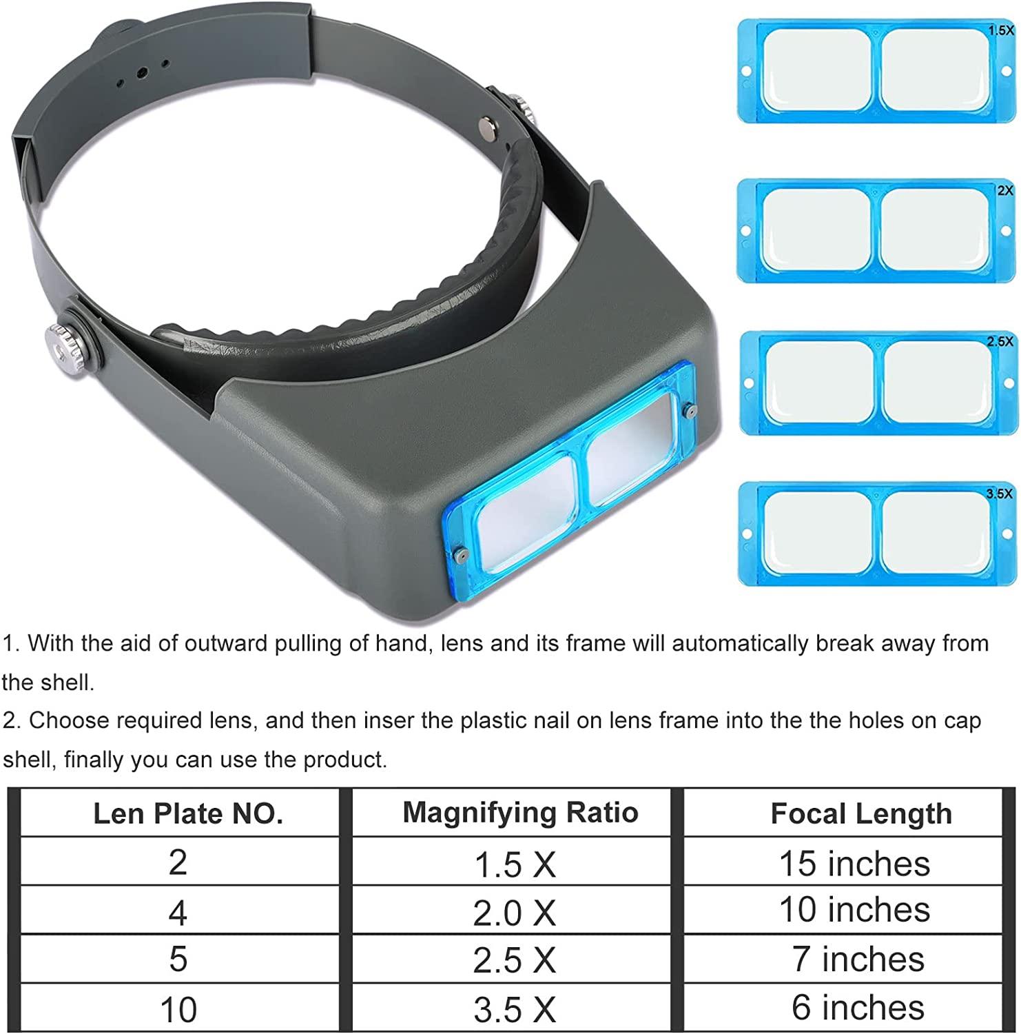 Headband Magnifier Magnifying Visor Glass 4 Len for Reading Jewelry Watch  Repair