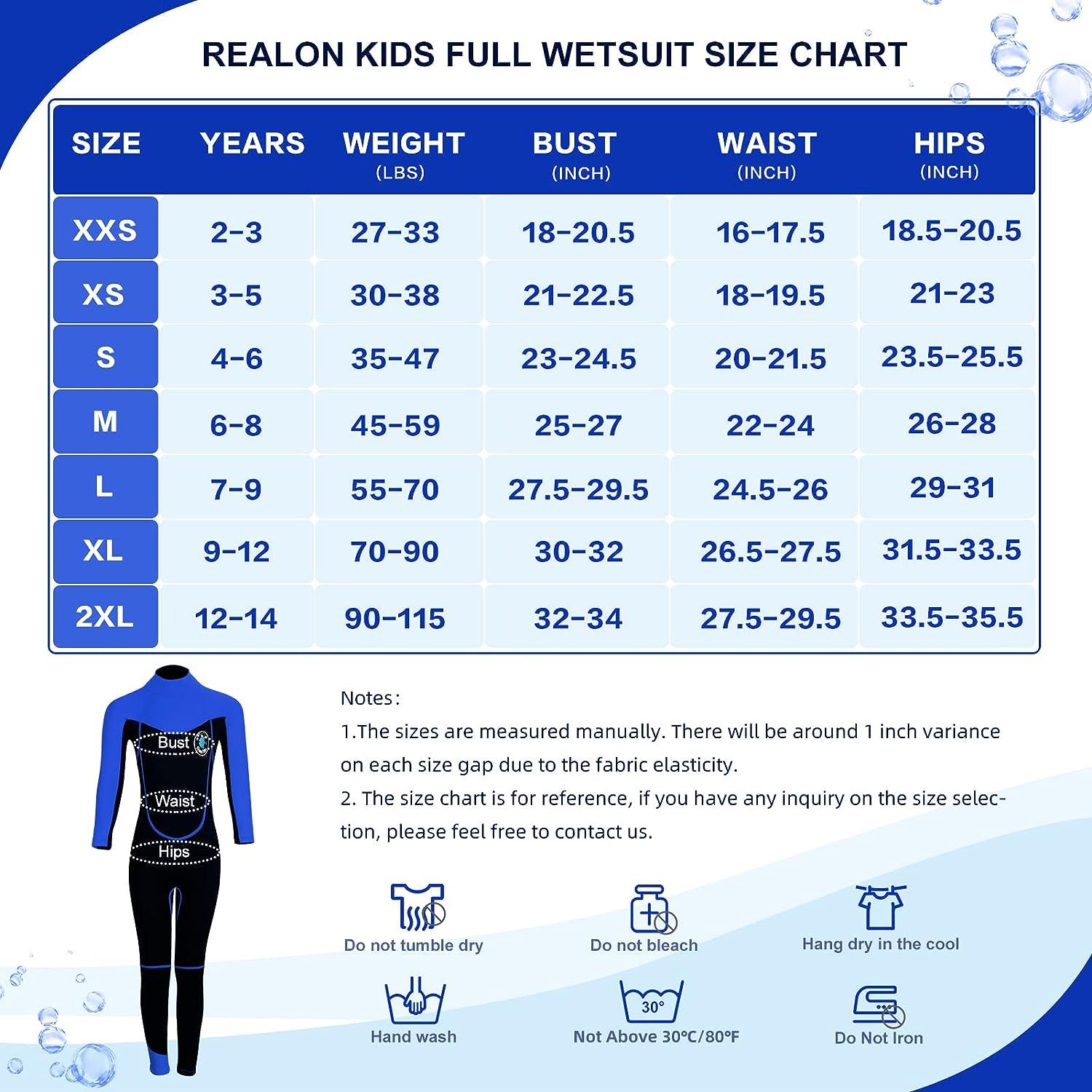 REALON Wetsuit Kids for Boys/Girls Full/Shorty Baby One Piece Wet