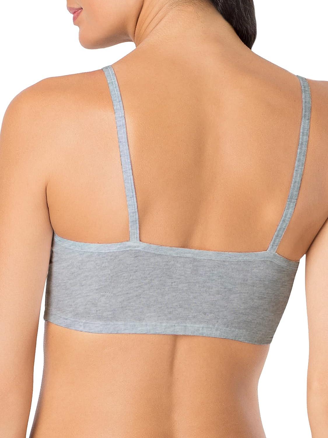 Fruit of The Loom Womens Spaghetti Strap Cotton Pull Over 3 Pack Sports Bra,  Charcoal Heather/White/Isazure, 36 in Dubai - UAE
