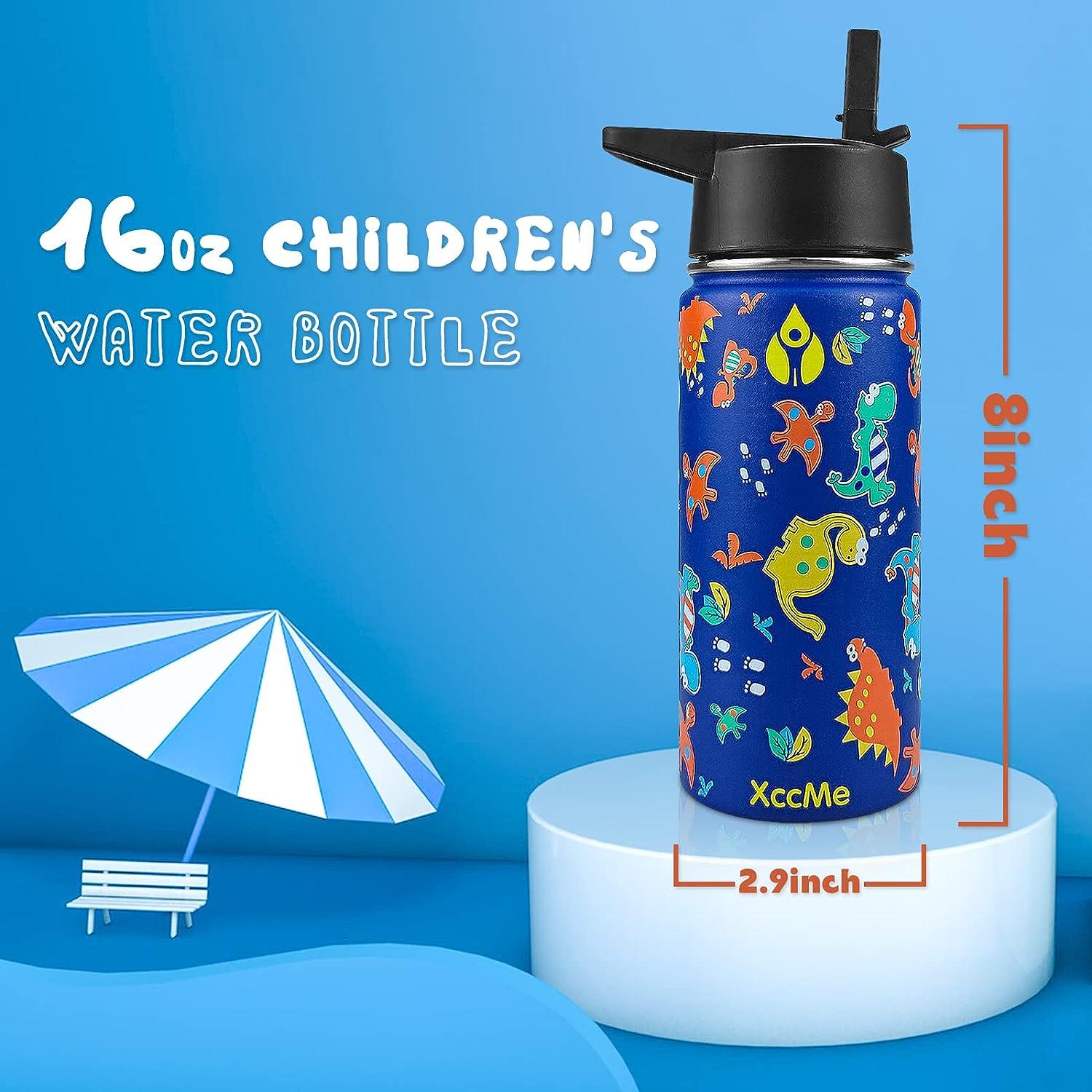 Kids' Wide-Mouth Vacuum Water Bottle with Straw Cap Lid and Boot - 12 fl.  oz.