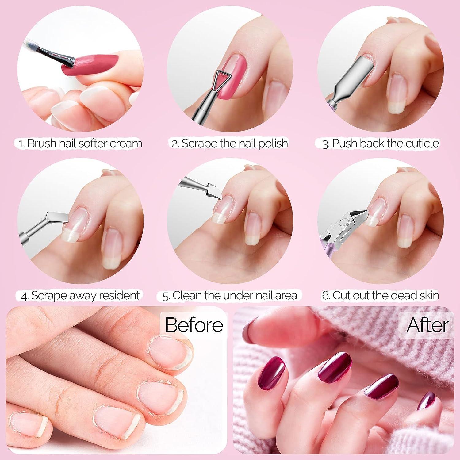 Cutting Off the Nails Cuticle by Nail Scissors in Professional Nail Salon.  Beautiful Female Nails and Manicure. Stock Image - Image of macro, girl:  121796131