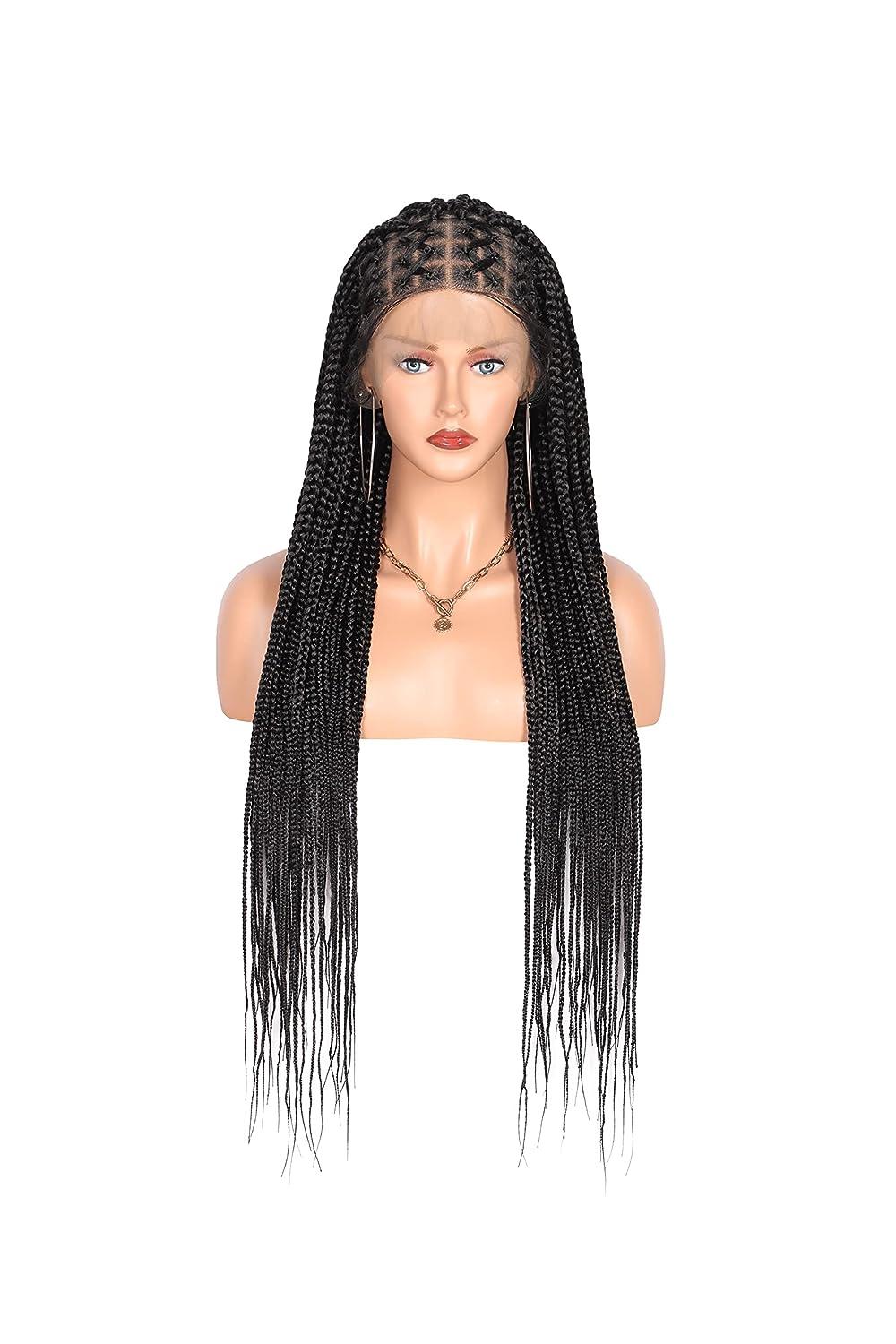 ombre knotless box braid frontal wig long brown full lace box braid wig  with baby hair synthetic Crisscross knotless braids wigs