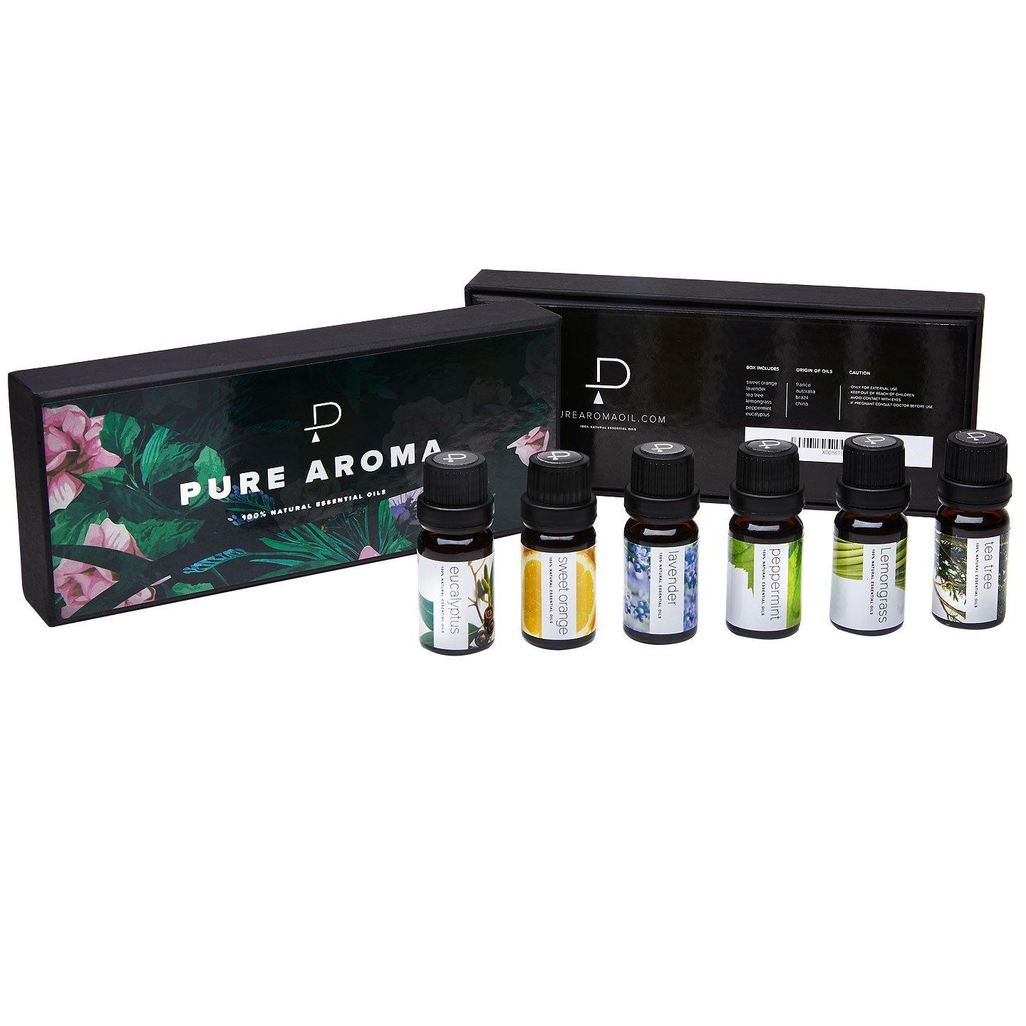  Essential Oils by PURE AROMA 100% Pure Oils kit- Top 6 Aromatherapy  Oils Gift Set-6 Pack, 10ML(Eucalyptus, Lavender, Lemon Grass, Orange,  Peppermint, Tea Tree) : Health & Household
