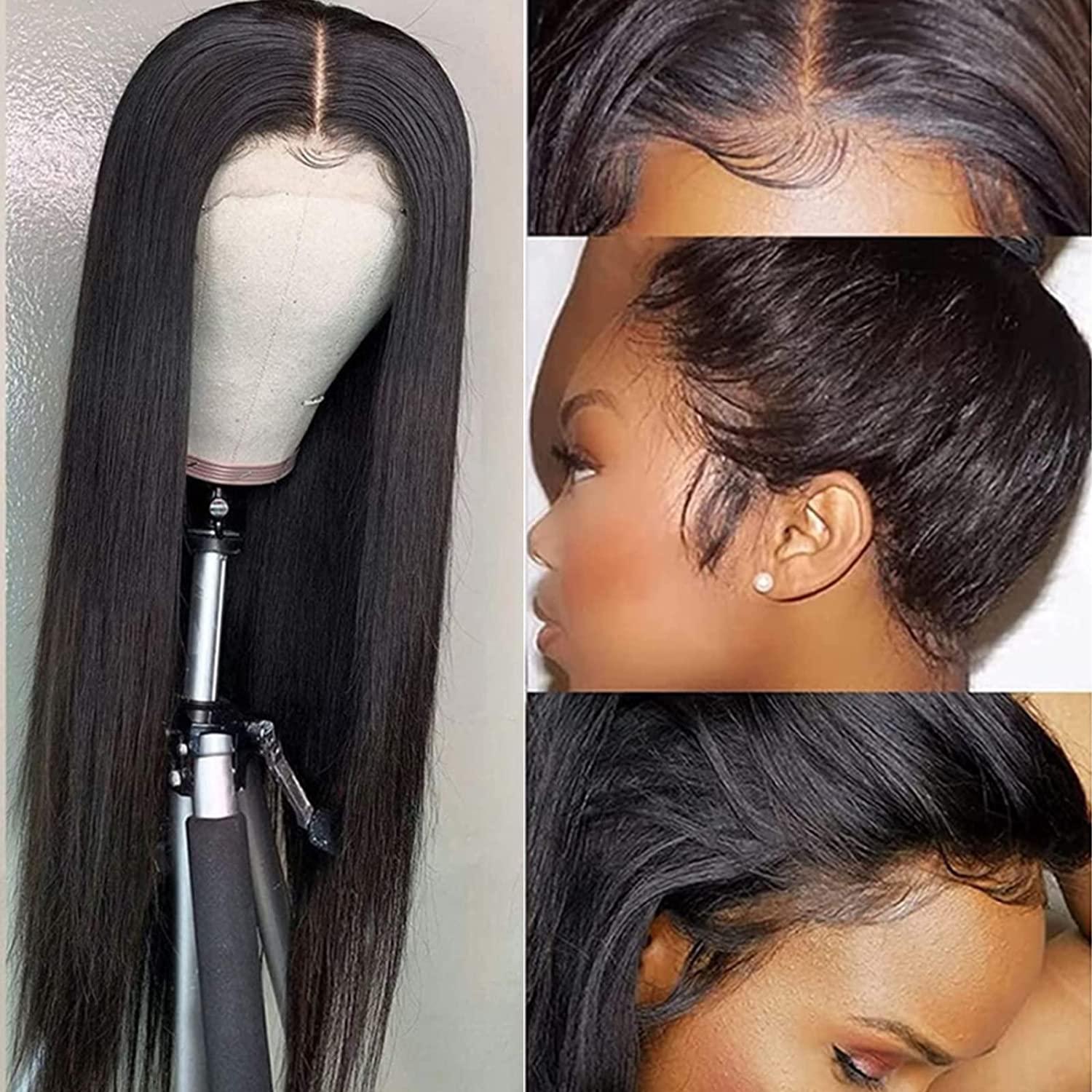 Brazilian Straight Human Hair Lace Frontal Wigs For Women Natural