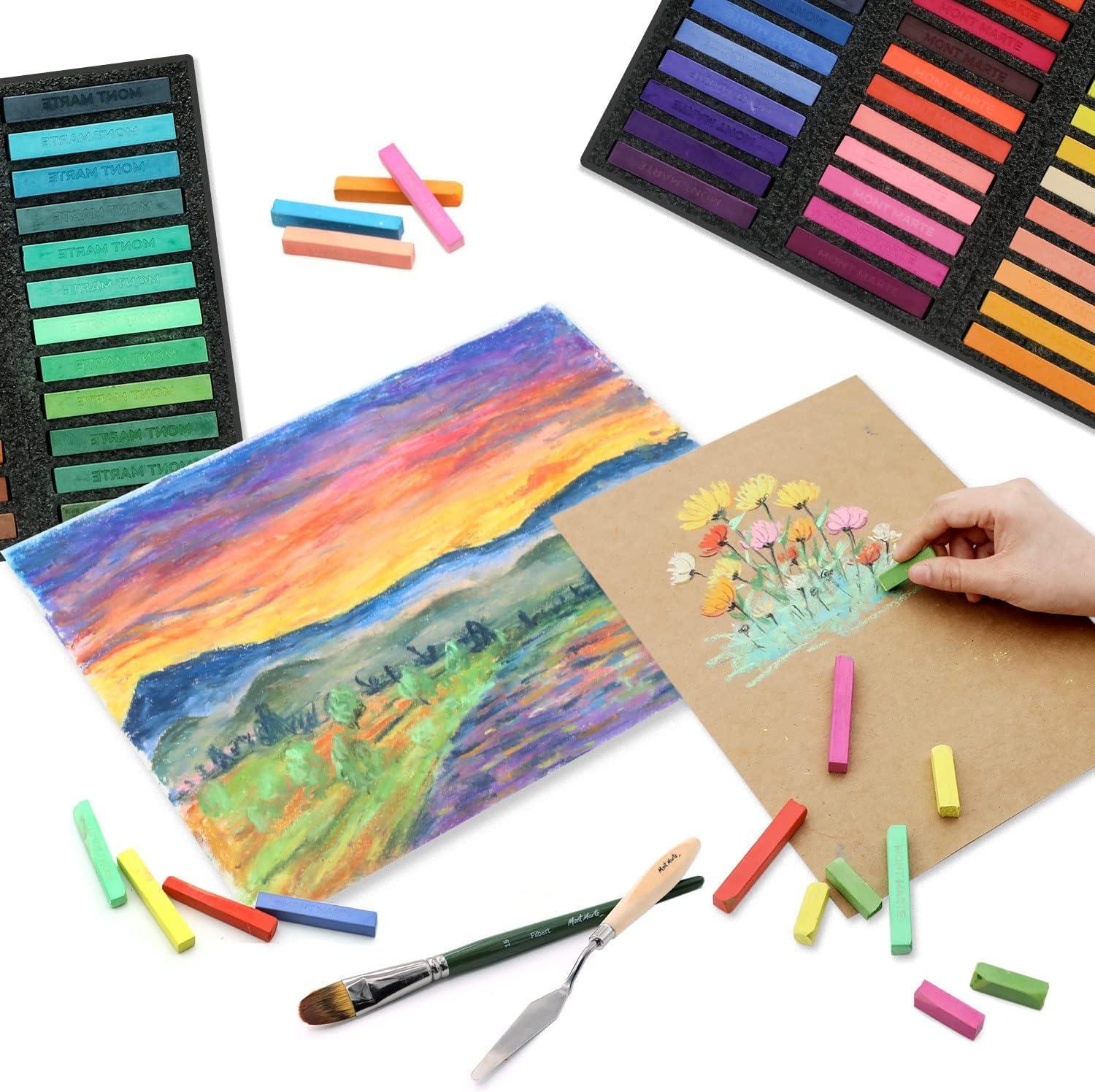 MONT MARTE Watersoluble Oil Pastels in Tin Box Signature 48pc, 48 Assorted  Colors, Great Blending and Layering, Comes in Storage Case, Ideal for Art