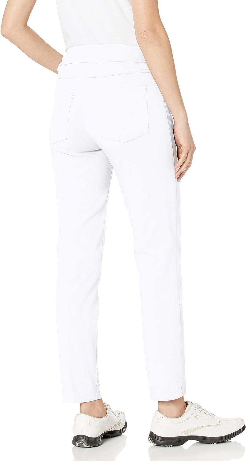 SLIM-SATION Petite Pull on Solid Knit Easy Fit Ankle Pants for Women