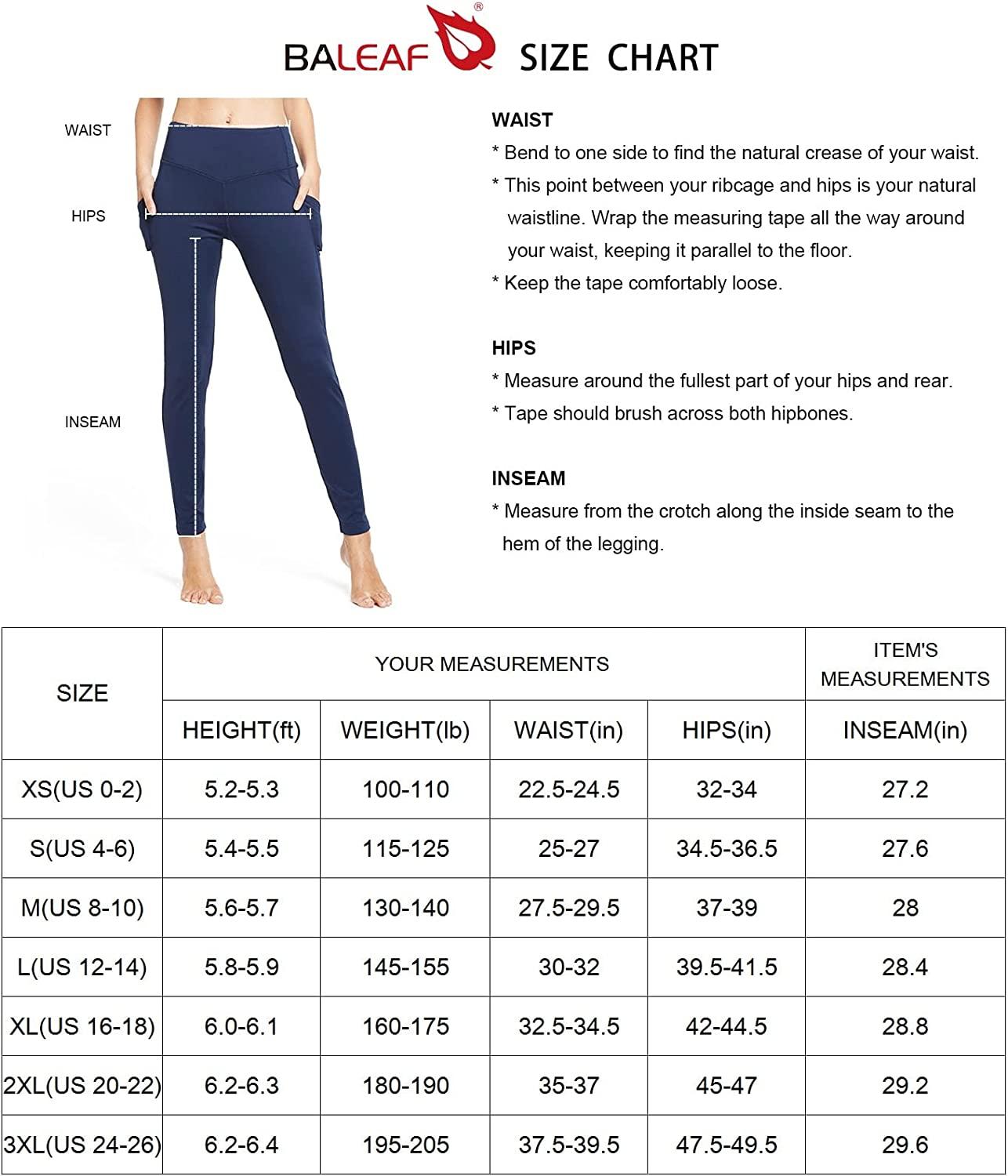 BALEAF Women's Fleece Lined Winter Leggings High Waisted Thermal Warm Yoga  Pants with Pockets Medium A Black With Pockets