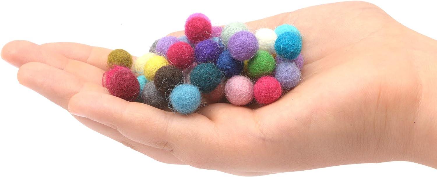 Felt Pom Poms,Wool Felt Balls 60 Pieces,0.6 Inch Handmade Felted 40 Colors  Bulk Wool Felt Pom Pom Balls Small Puff for DIY Arts,Crafts