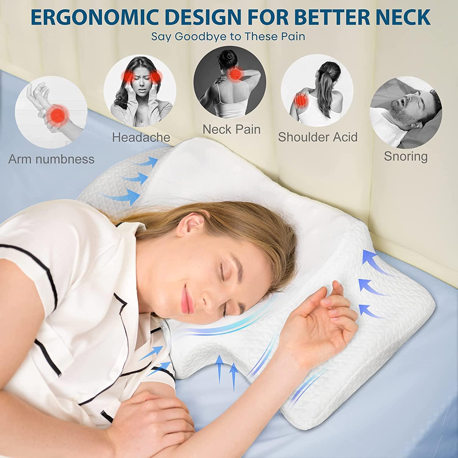 Neck Pillow Memory Foam Pillows - Ergonomic Pillow For Neck Shoulder Pain  Relief Bed Pillow For Sleeping Orthopedic Cervical Pillow Support For Side