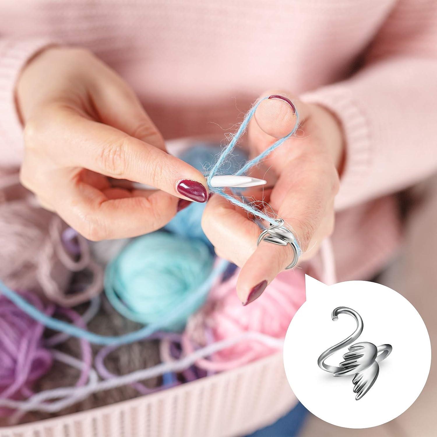 Jinyi Adjustable Knitting Crochet Loop Ring Set Crochet Yarn Guide Finger  Holder Open Braided Knitting Ring For For Hand Weaving Hook Line  Supplies(40