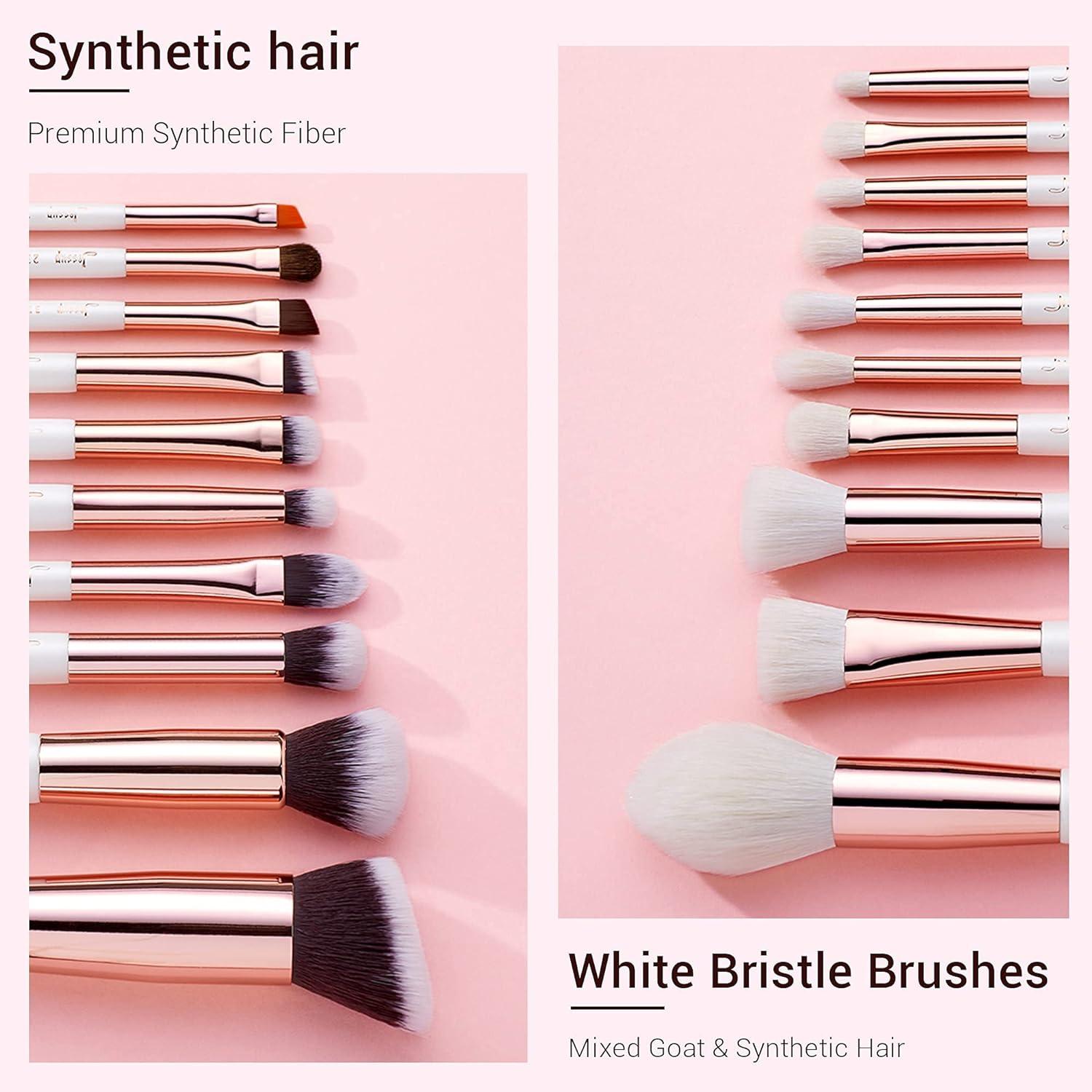 Jessup Brush Set 20 PCS Makeup Brushes for Foundation Blending Blush  Concealer Eye Shadow Lip Synthetic Fiber Bristles Wooden handle White Makeup  Brush T225 A-Rose Gold & Pearl White