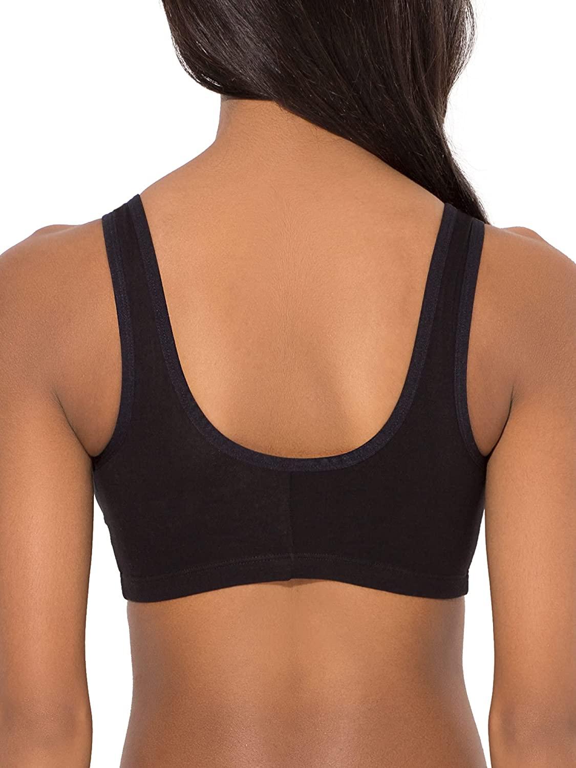 Fruit of the Loom Women's Comfort Front Close Sport Bra With Mesh Straps 38  Black Hue