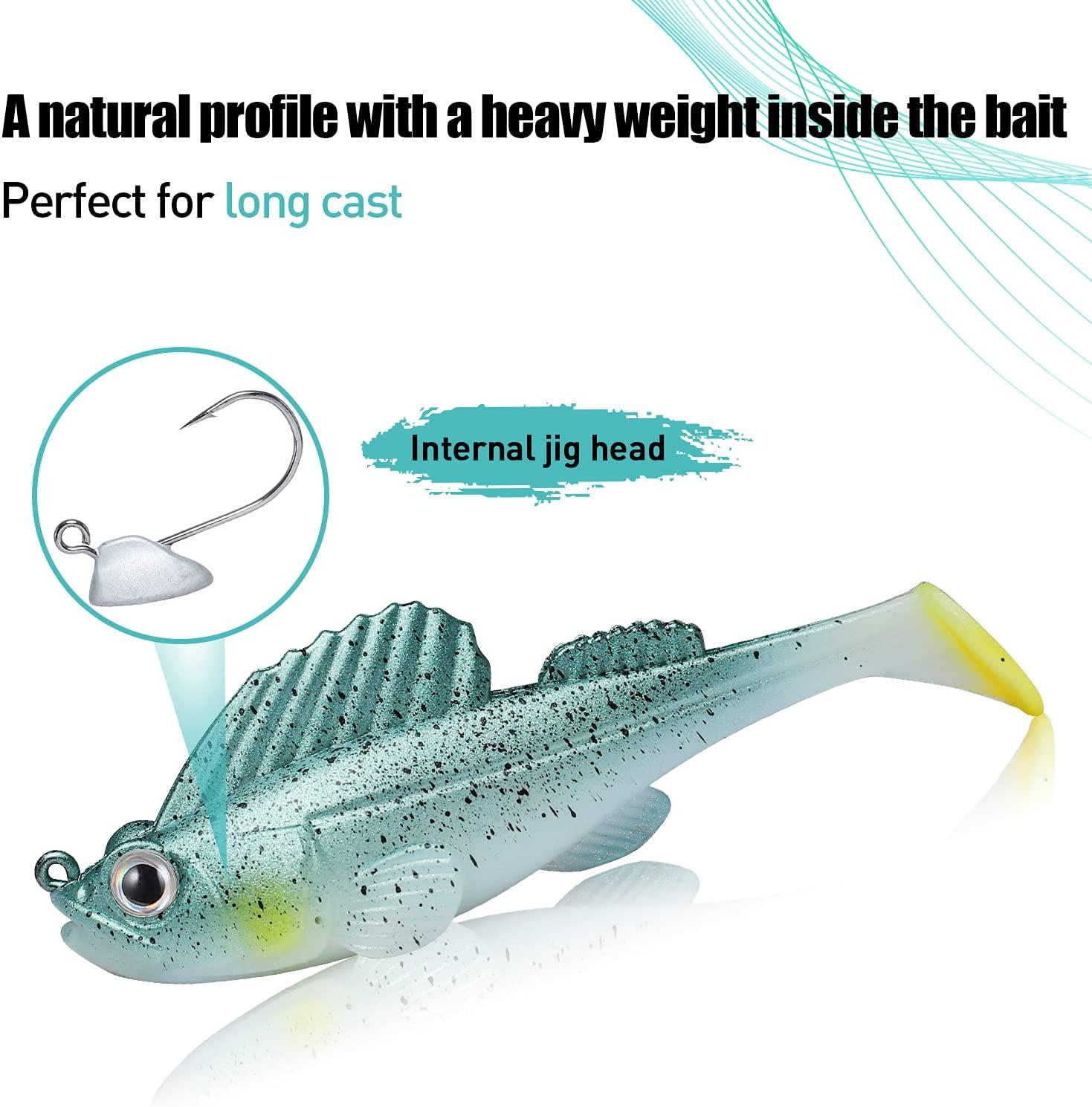 TRUSCEND Pre-Rigged Jig Head Soft Fishing Lures Paddle Tail Swimbaits for Bass  Fishing Shad or Tadpole Lure with Spinner Premium Fishing Bait for  Saltwater Freshwater Trout Crappie Fishing A-3.50.45oz