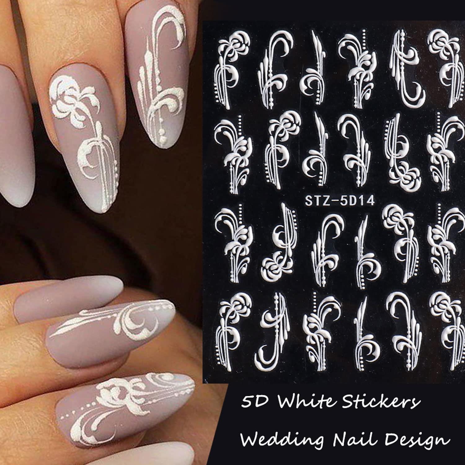 nail art stickers lv Embossed Flower Bubble Pattern Self-Adhesive Slider  Wedding Design Nails Decals Nail