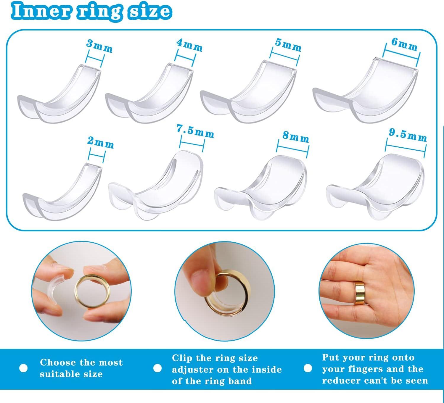 Ring Sizer Adjusters Set Ring Sizers for Loose Rings in 2 Styles, 12 Sizes  Invisible Ring Size Adjuster Ring Guard Ring Size Reducer Spacer Silicone Ring  Adjuster Spiral Ring with Jewelry Cloth :