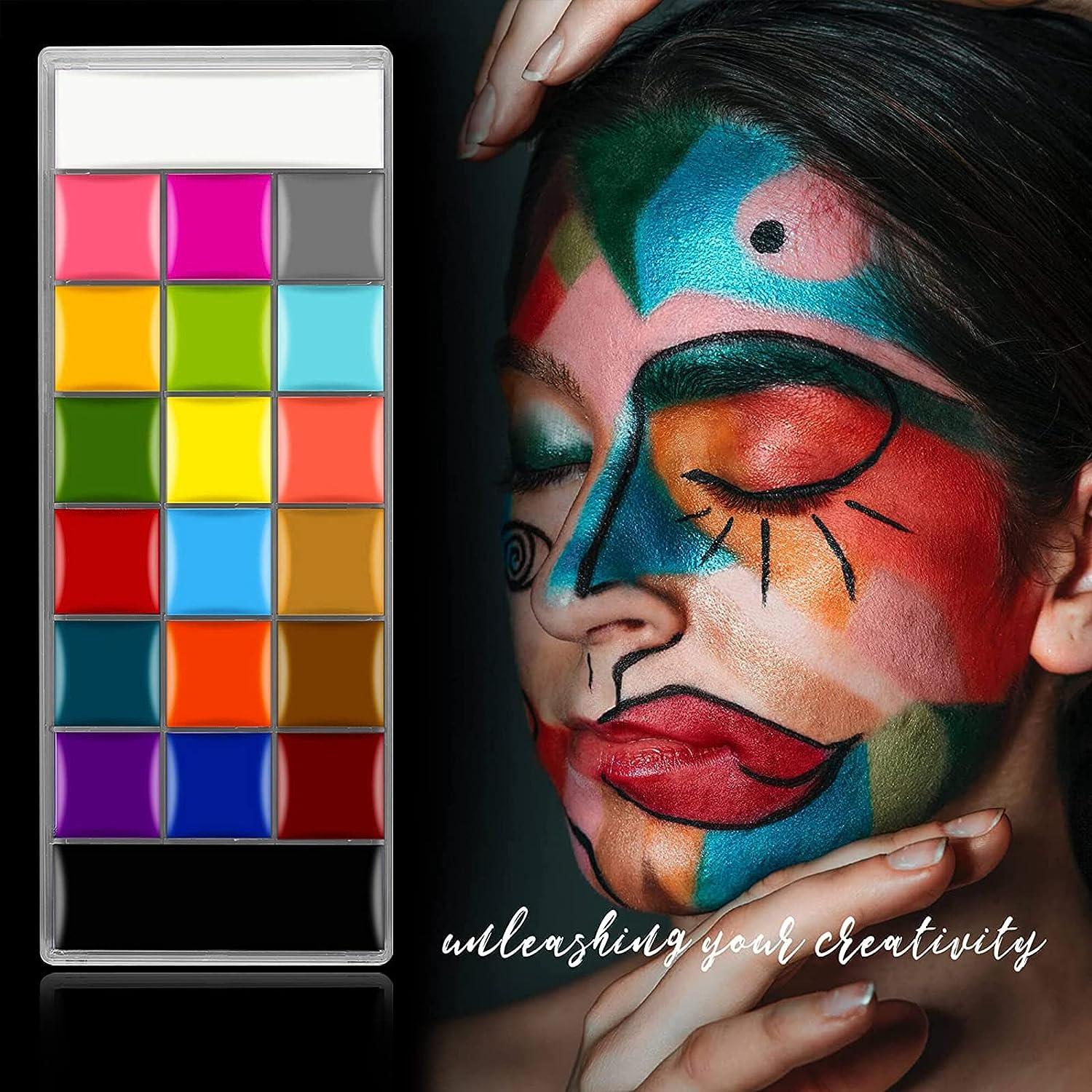 DONGERNIIU Face Painting Kit Oil Palette, Professional Face Paint Flash Non  Toxic Safe Tattoo Halloween FX Party Artist Fancy Makeup Painting Kit For  Kids and Adult 20 Color