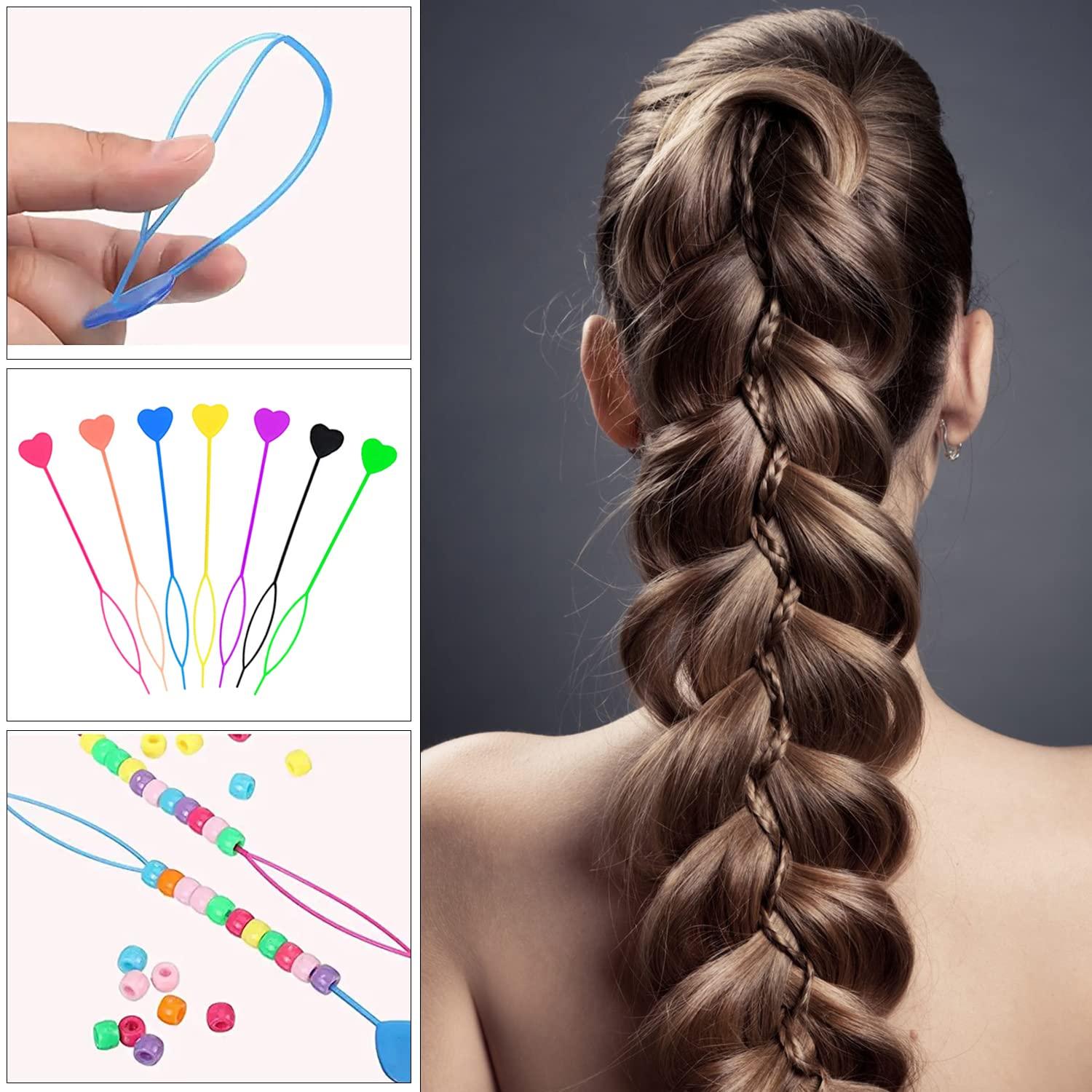  20 Pcs Quick Beader for Hair Braids Hair Beader Tools for  Loading Beads on Hair Braids Ponytail Maker Styling Tool Beader for Kids  Girls and Women with 200 Pcs Elastic