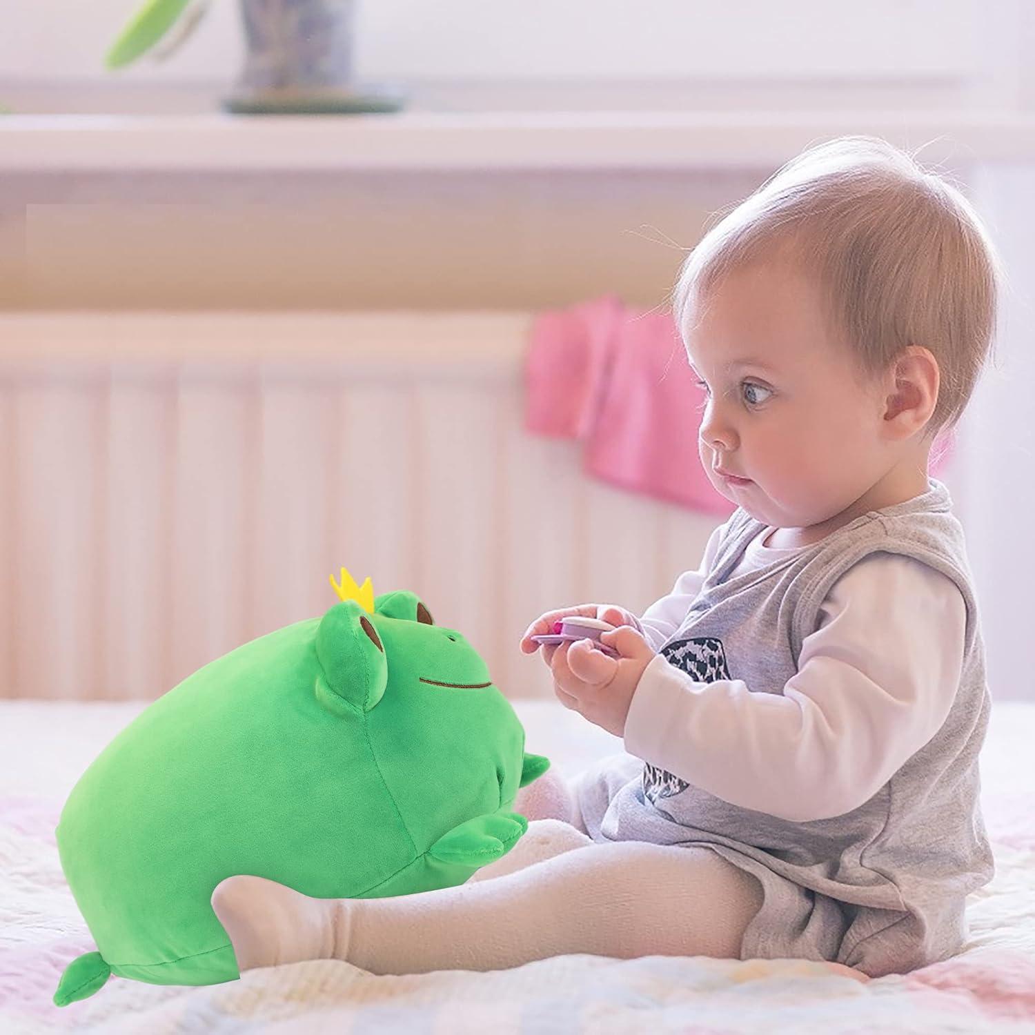 Sleepy Frog Plush Cute Toy Soft Frog Stuffed Animals Green Frog Plushie-  Hug and Cuddle with Squishy Fabric ,14''(Only for Age 14+) 