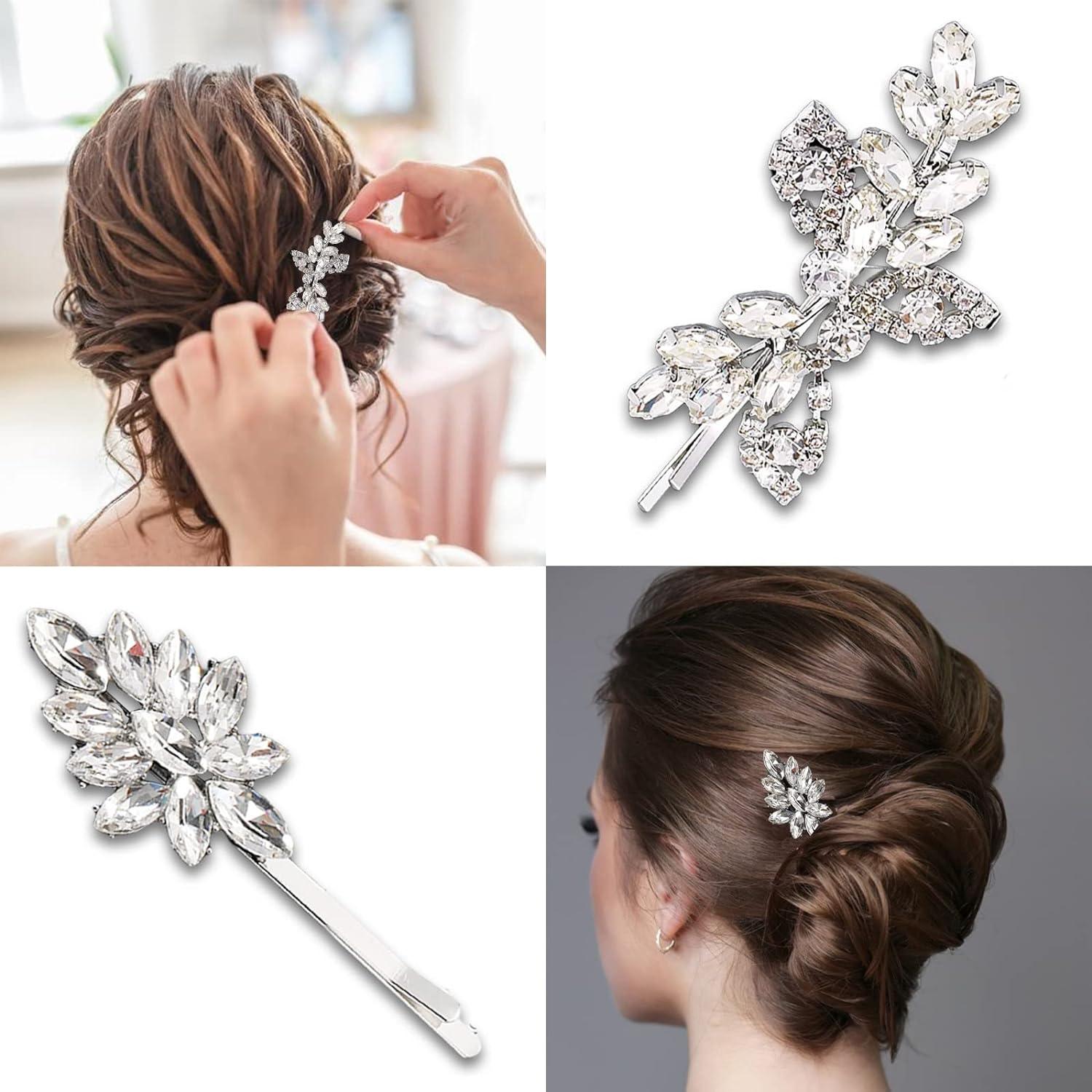 Wedding Hairpin Bridal Hair Comb Rhinestone Wedding Hair Accessories Bridal  Flower Girl Bridal Hair Accessories (silver)