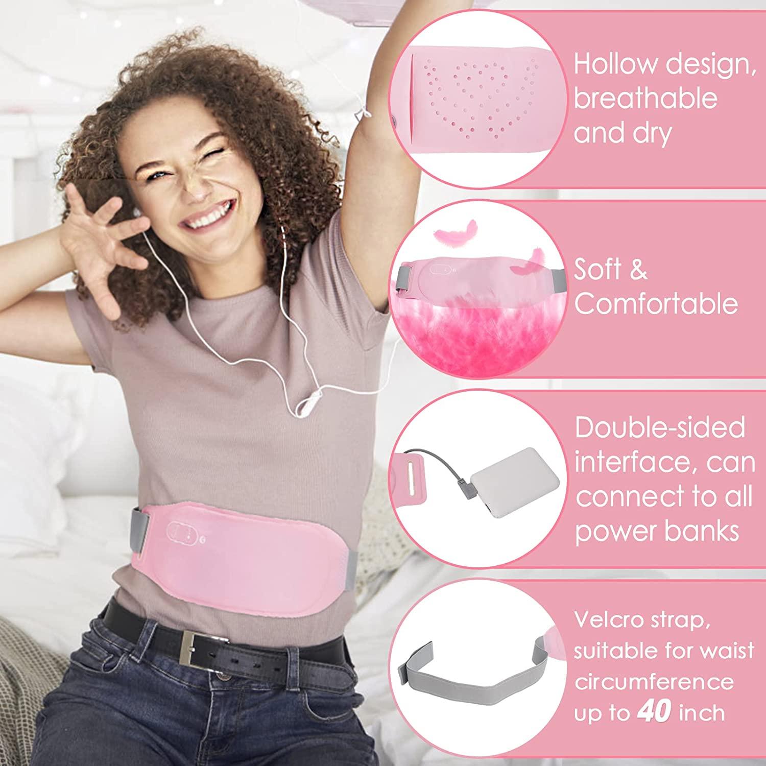 Portable Heating Pad for Cramps and Back Pain, Menstrual Cramp Relief  Wearable Heating Pad for Women and Girls, Wireless Heating Pads with 3  Temperature Setting & Battery Powered(Pink)