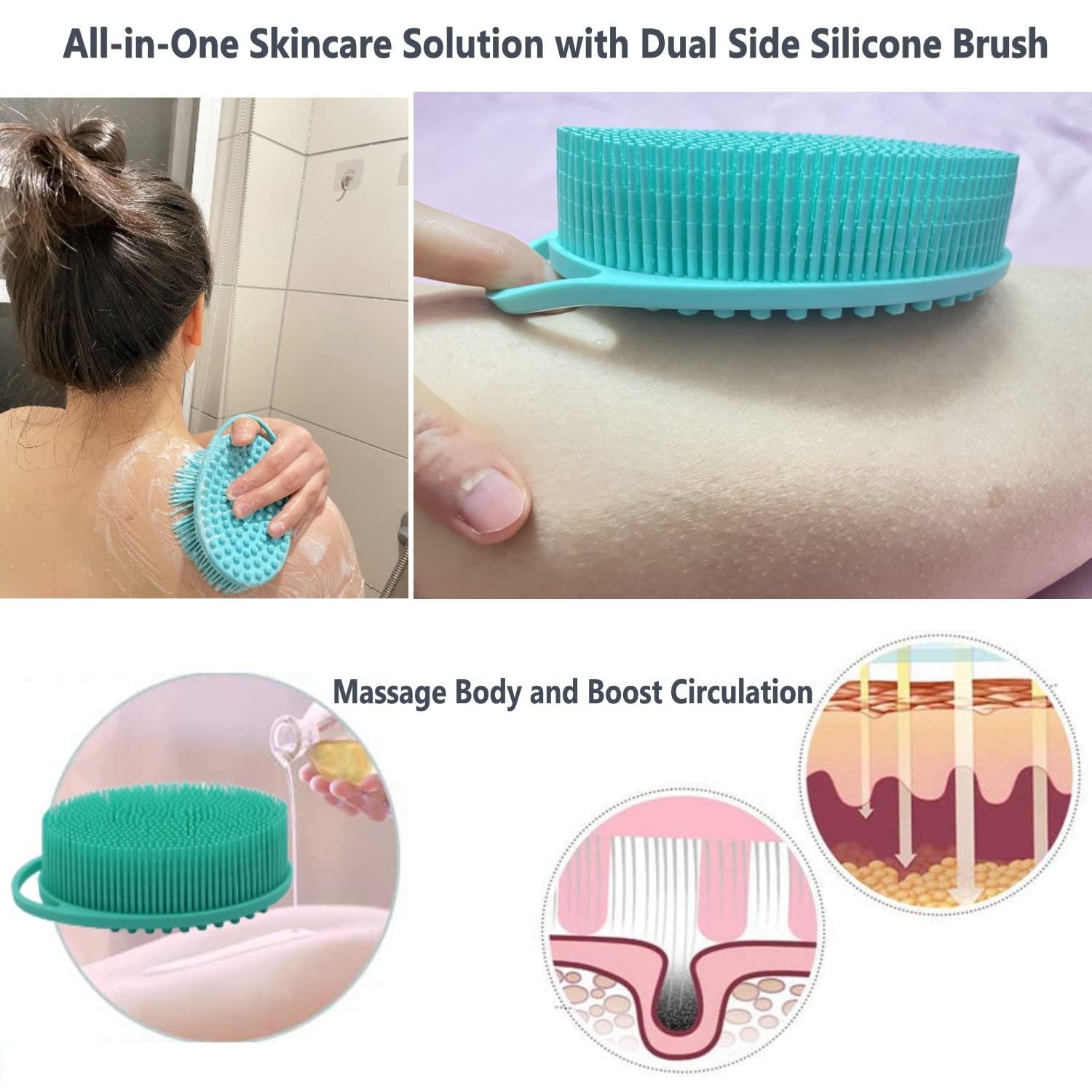 Silicone Bath Shower Body Back Skin Brush Scrubber Wash Double
